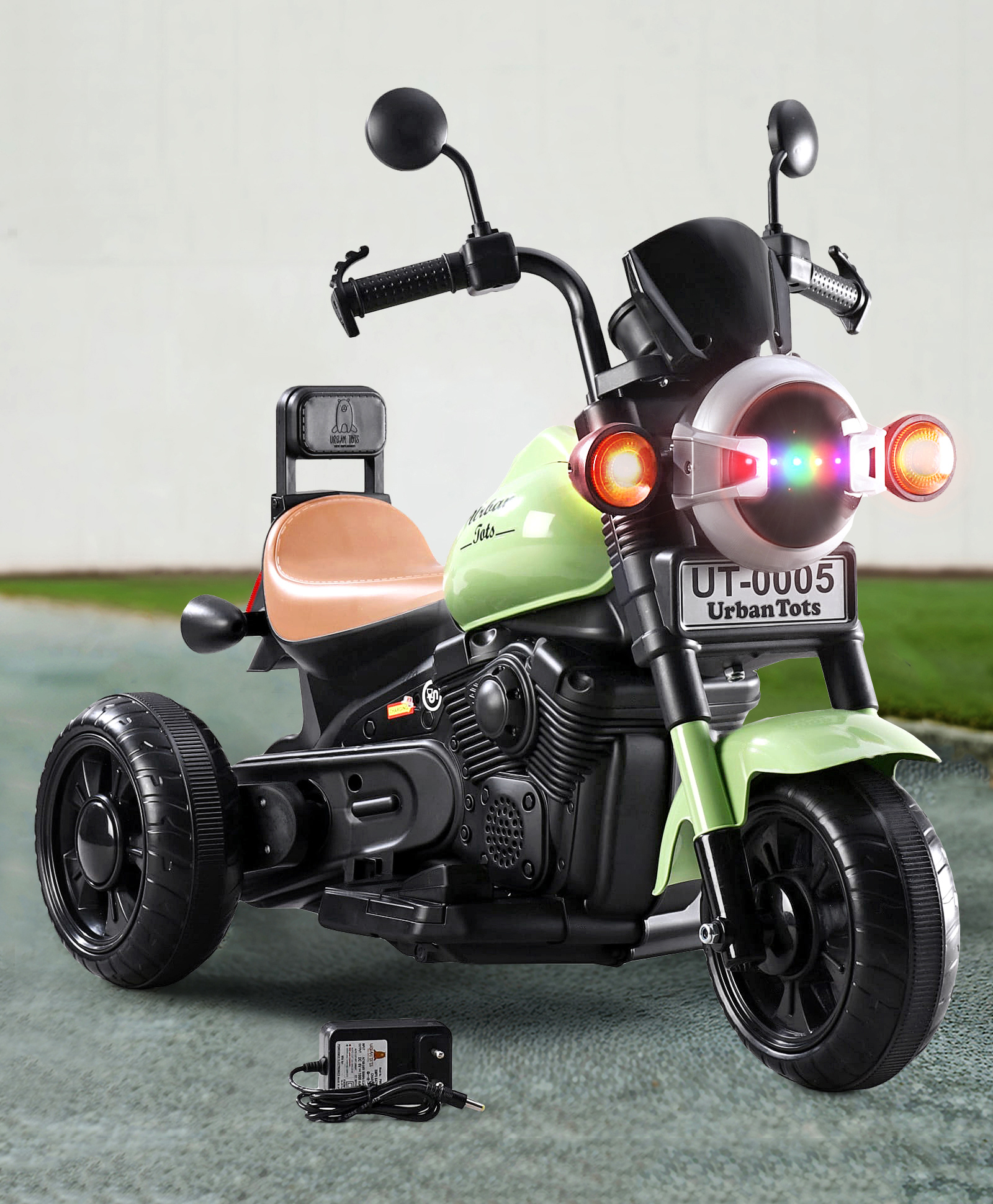 Bob Harley Three Wheel Battery Operated Ride on Bike With Music & Lights - Green-image-10