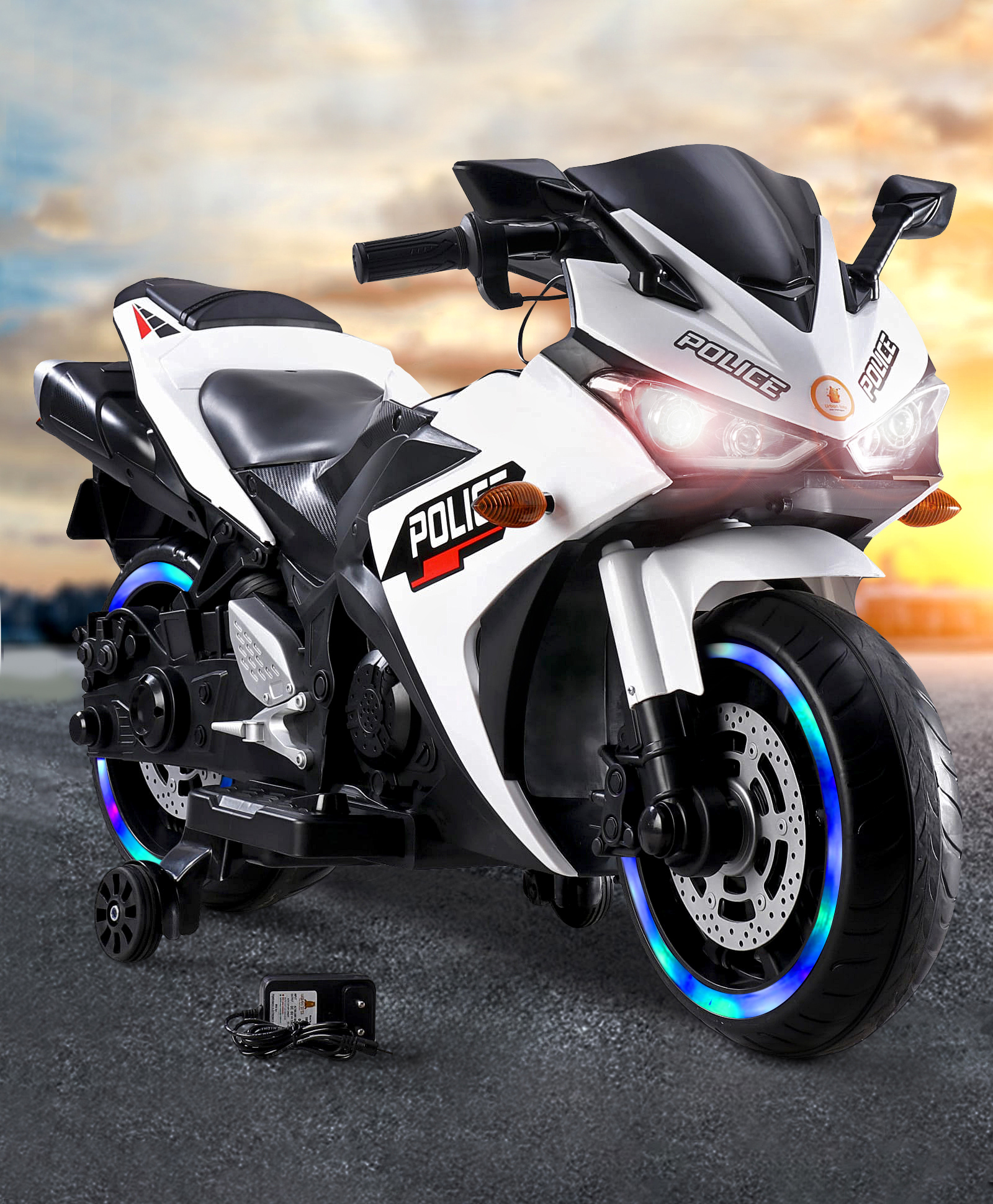 Battery Operated Ride On Bike With Music And Lights - White-image-47