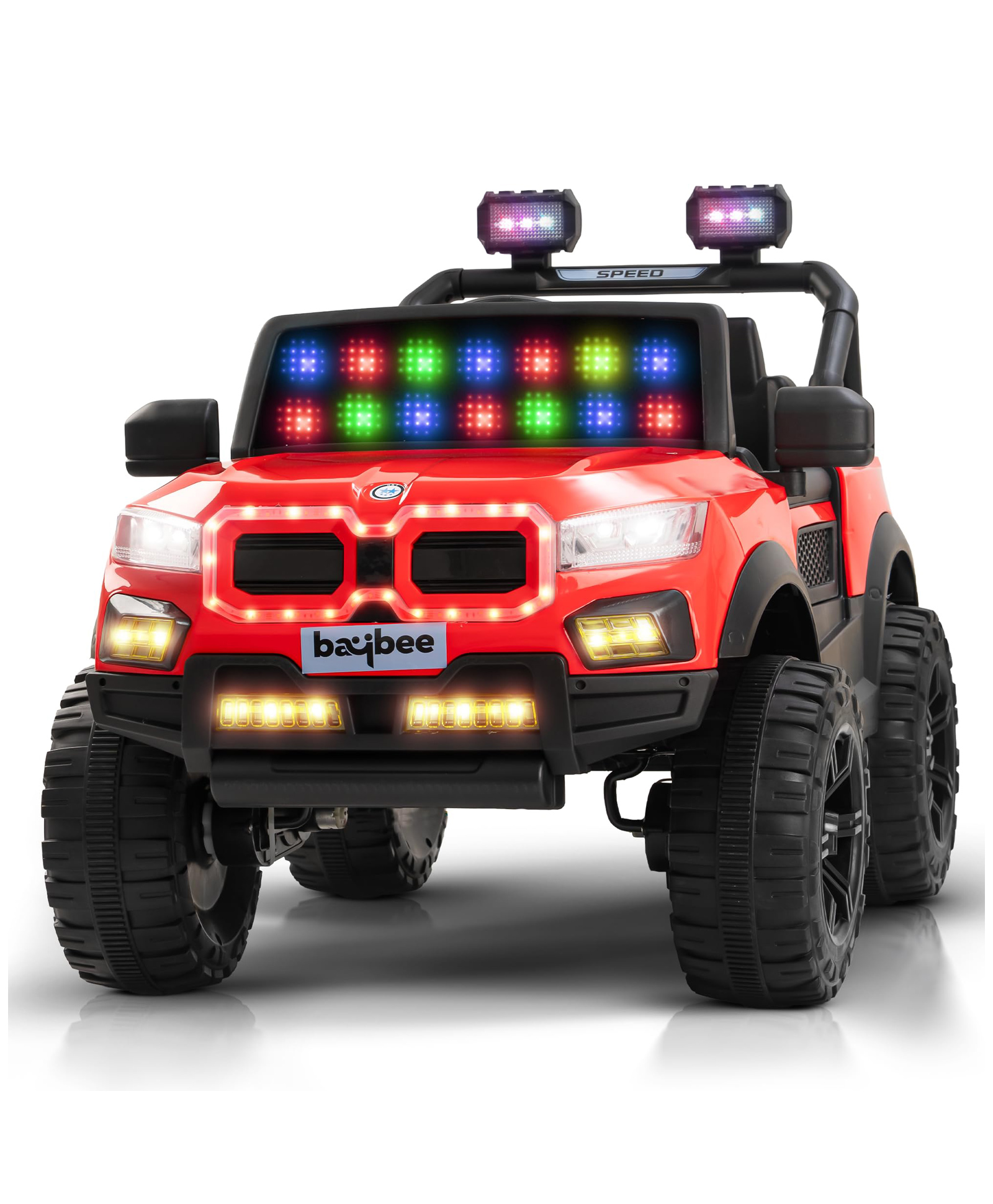 Baybee Bumpy 4×4 Battery Operated Jeep for Kids, Ride on Toy Kid Car with RGB Windshield Light & Music | Baby Big Battery Cars | Electric Jeep Car for Kids to Drive 2 to 6 Years (Red)-image-6