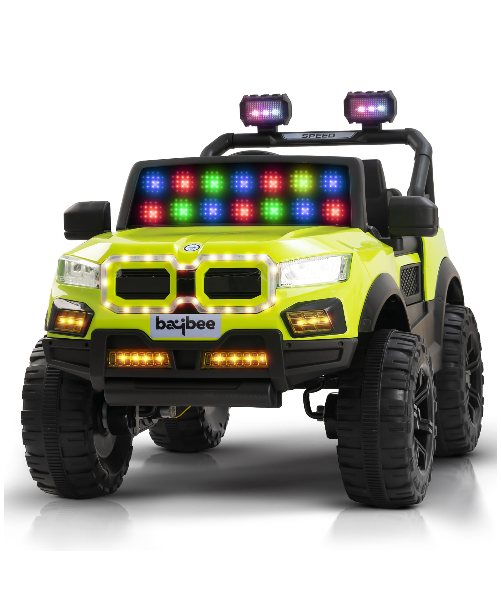 Baybee Bumpy 4×4 Battery Operated Jeep for Kids, Ride on Toy Kid Car with RGB Windshield Light & Music | Baby Big Battery Cars | Electric Jeep Car for Kids to Drive 2 to 6 Years (Fluorescent Green)-image-5