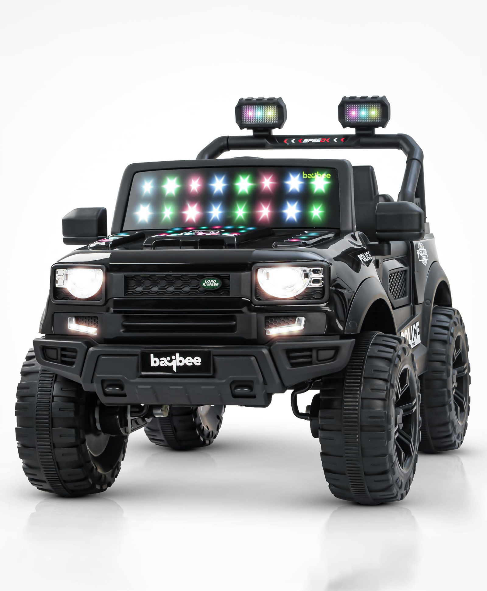 Baybee Rover 4×4 Police Edition Battery Operated Jeep for Kids, Ride on Toy Kid Car with RGB Windshield Light & Music | Baby Big Battery Cars | Electric Jeep Car for Kids to Drive 2 to 6 Years (Black)-image-26