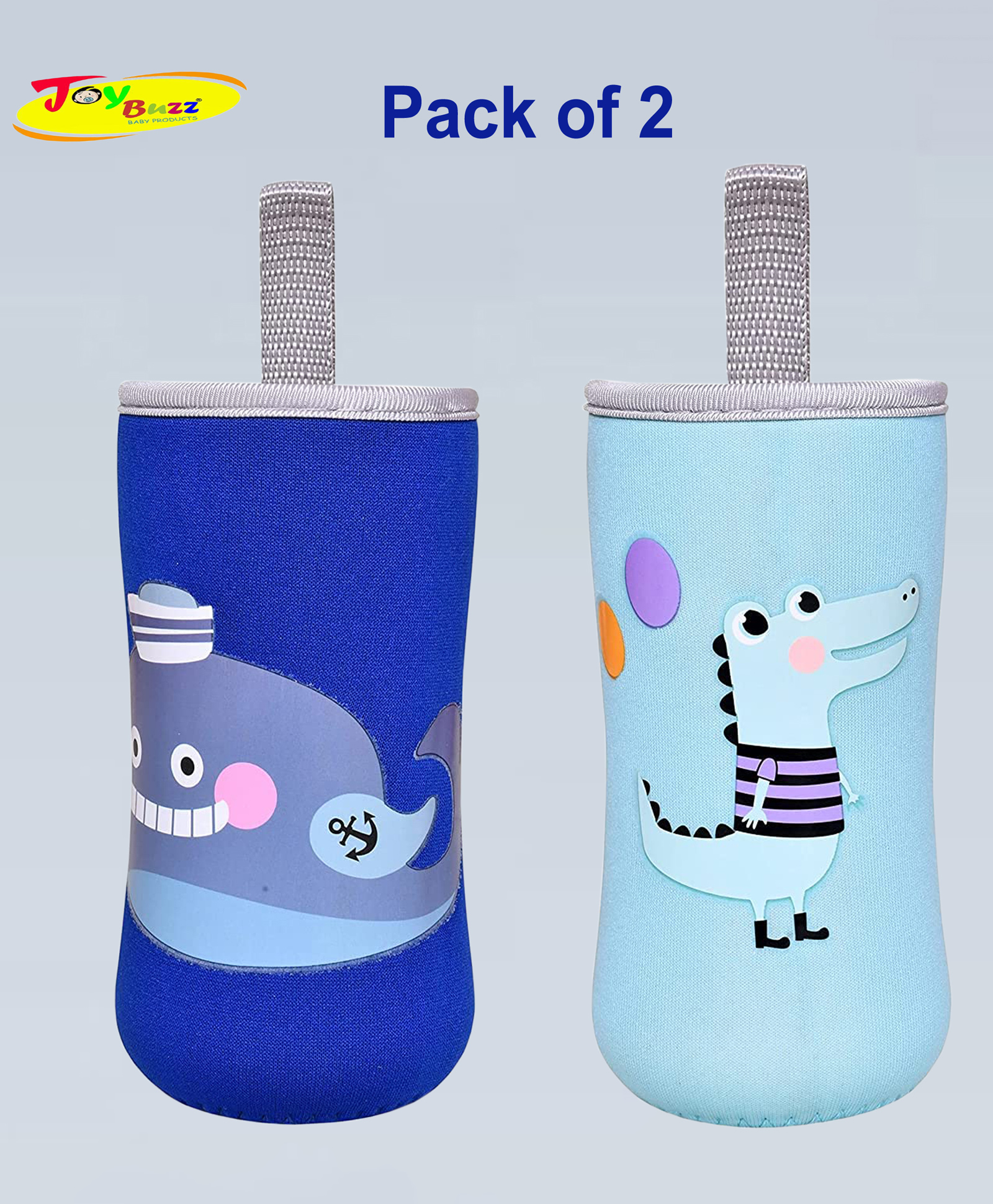 Joy Buzz Adjustable Reusable Baby Feeding Bottle Cover Sleeves Suitable For 120ml 150ml 180ml 200 ml Slim Neck Feeding Milk/Water Glass Feeder Bottles-(Pack of 2)-Blue, Sky-blue-image-10