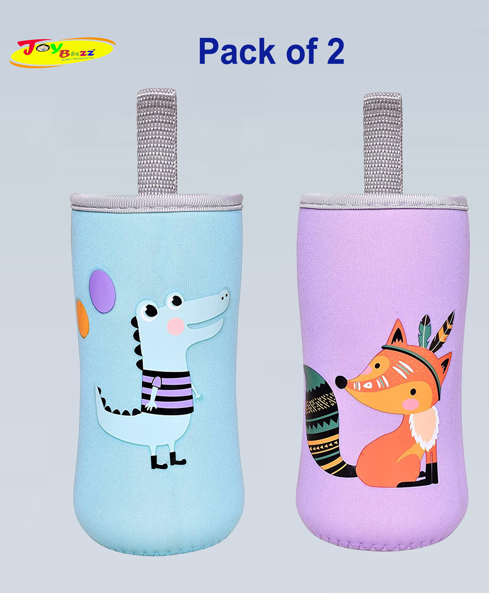 Joy Buzz Adjustable Reusable Baby Feeding Bottle Cover Sleeves Suitable For 120ml 150ml 180ml 200 ml Slim Neck Feeding Milk/Water Glass Feeder Bottles-(Pack of 2)-Blue, Purple-image-43
