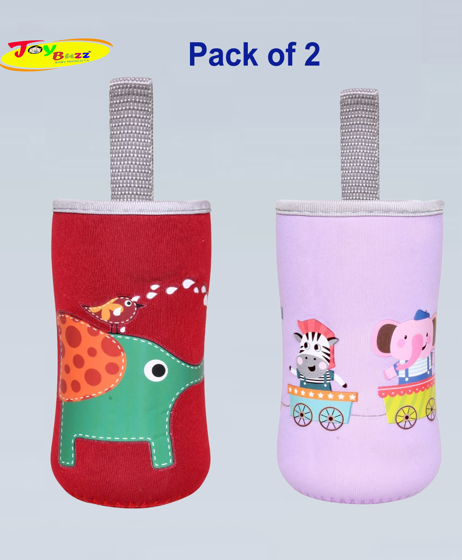 Joy Buzz Adjustable Reusable Baby Feeding Bottle Cover Sleeves Suitable For 120ml 150ml 180ml 200 ml Slim Neck Feeding Milk/Water Glass Feeder Bottles-(Pack of 2)-Red, Purple-image-26