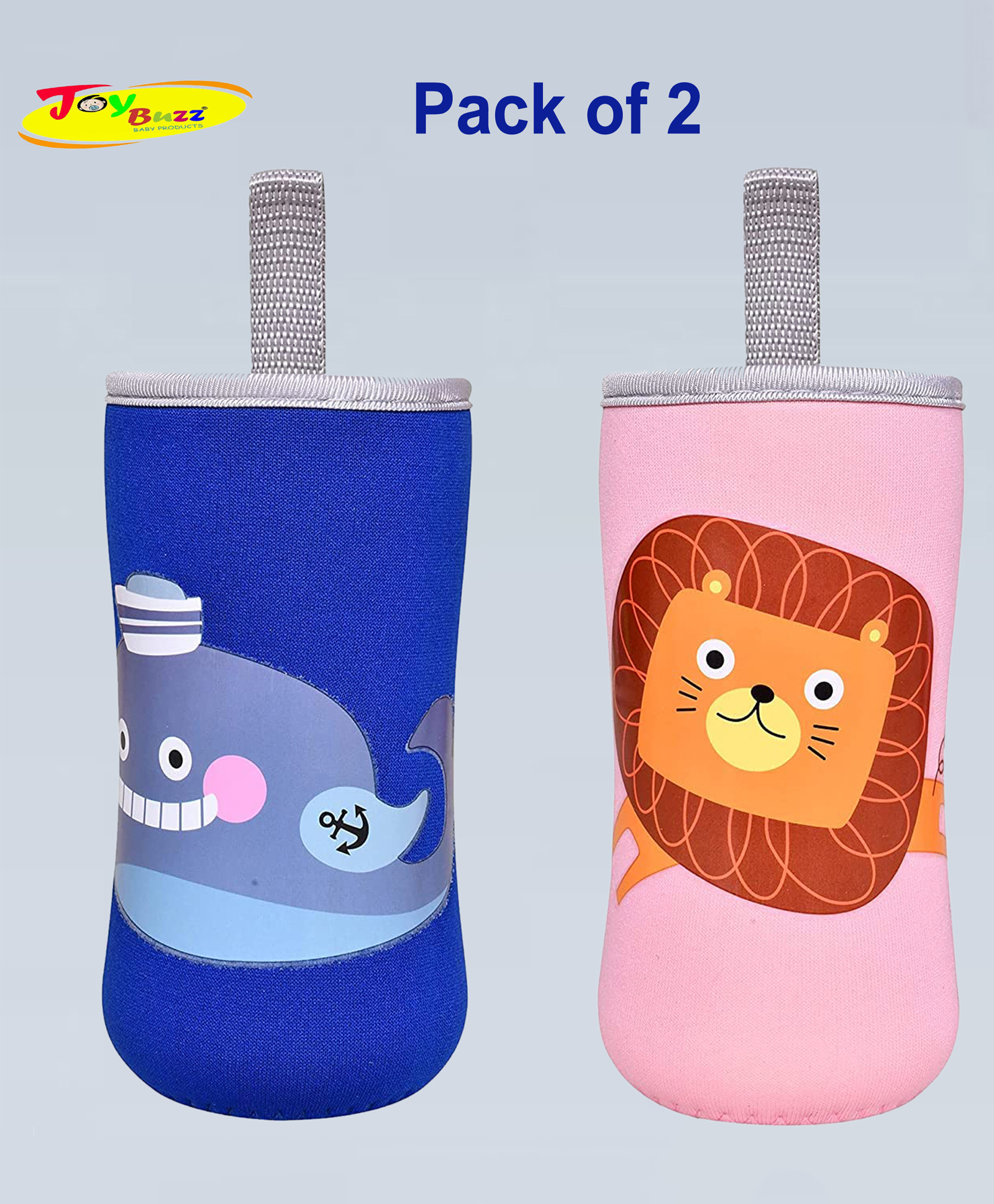 Joy Buzz Adjustable Reusable Baby Feeding Bottle Cover Sleeves Suitable For 120ml 150ml 180ml 200 ml Slim Neck Feeding Milk/Water Glass Feeder Bottles-(Pack of 2)-Blue, Light pink-picture-20