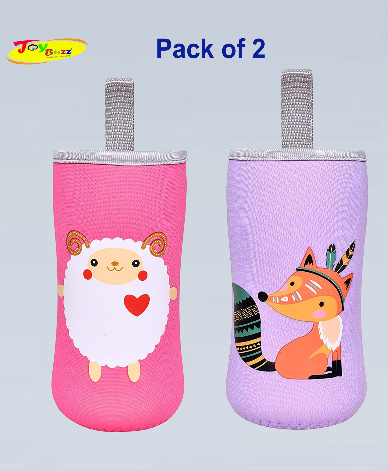 Joy Buzz Adjustable Reusable Baby Feeding Bottle Cover Sleeves Suitable For 120ml 150ml 180ml 200 ml Slim Neck Feeding Milk/Water Glass Feeder Bottles-(Pack of 2)-Purple, Pink-picture-47
