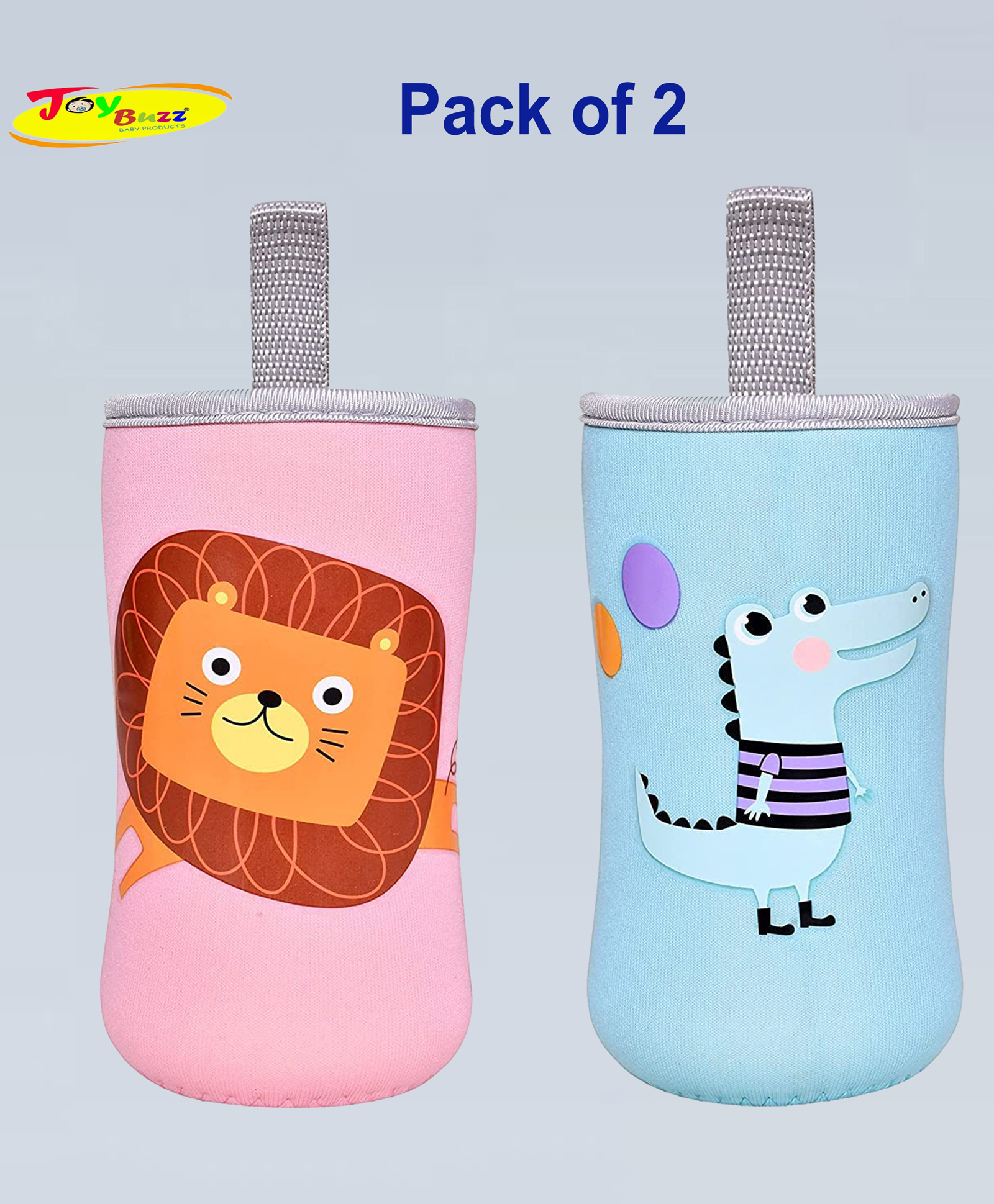 Joy Buzz Adjustable Reusable Baby Feeding Bottle Cover Sleeves Suitable For 120ml 150ml 180ml 200 ml Slim Neck Feeding Milk/Water Glass Feeder Bottles-(Pack of 2)-Light Pink, Sky-blue-image-11