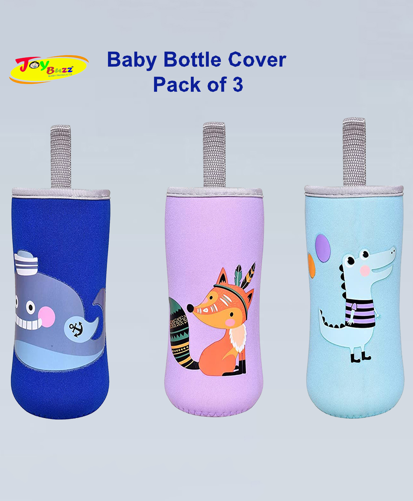 Joy Buzz Adjustable Reusable Baby Feeding Bottle Cover Sleeves Suitable For 120ml 150ml 180ml 200ml Slim Neck Feeding Milk/Water Glass Feeder Bottles-(Pack of 3)-Multicolor-image-27