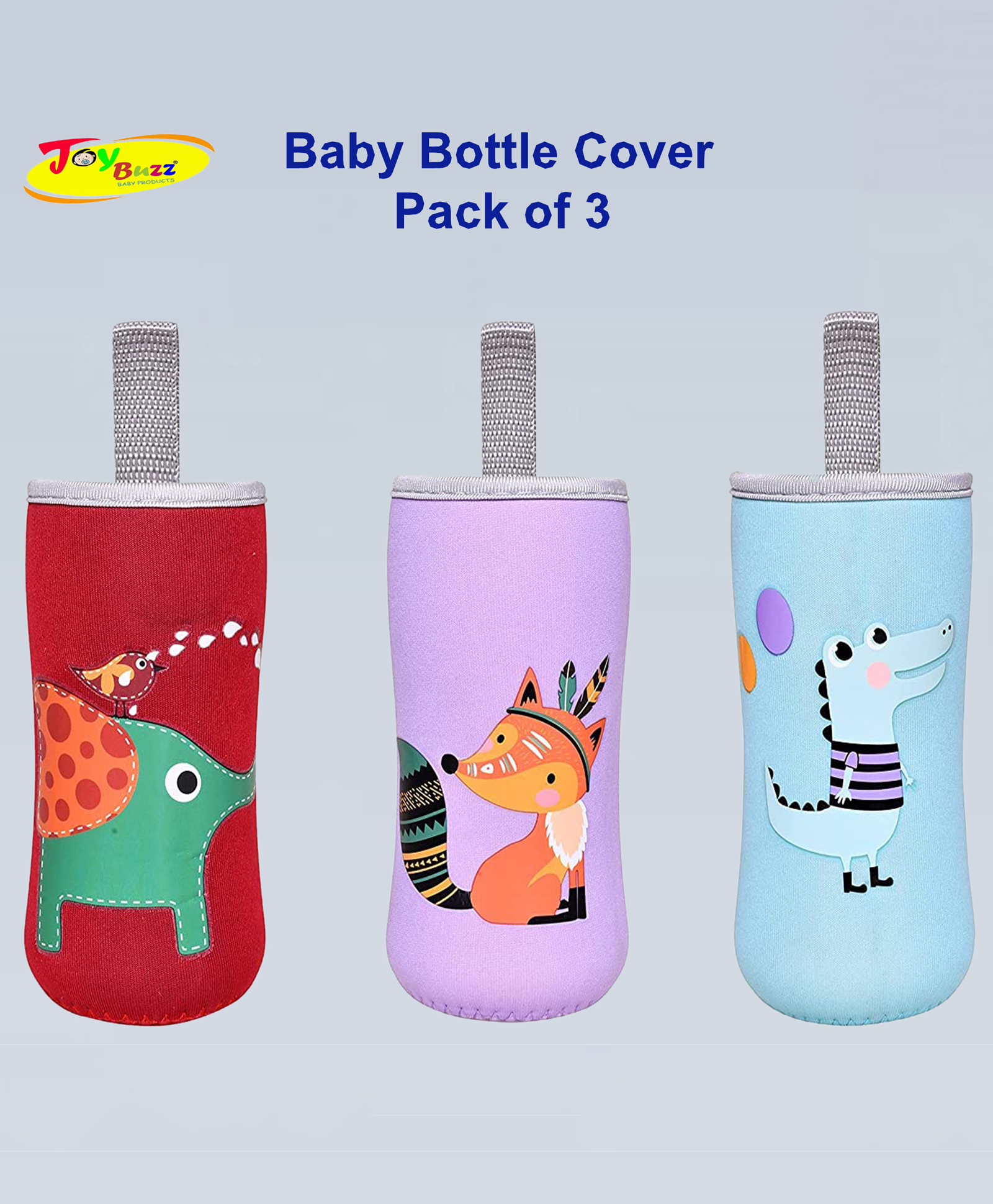Joy Buzz Adjustable Reusable Baby Feeding Bottle Cover Sleeves Suitable For 120ml 150ml 180ml 200ml Slim Neck Feeding Milk/Water Glass Feeder Bottles-(Pack of 3)-Multicolor-picture-18