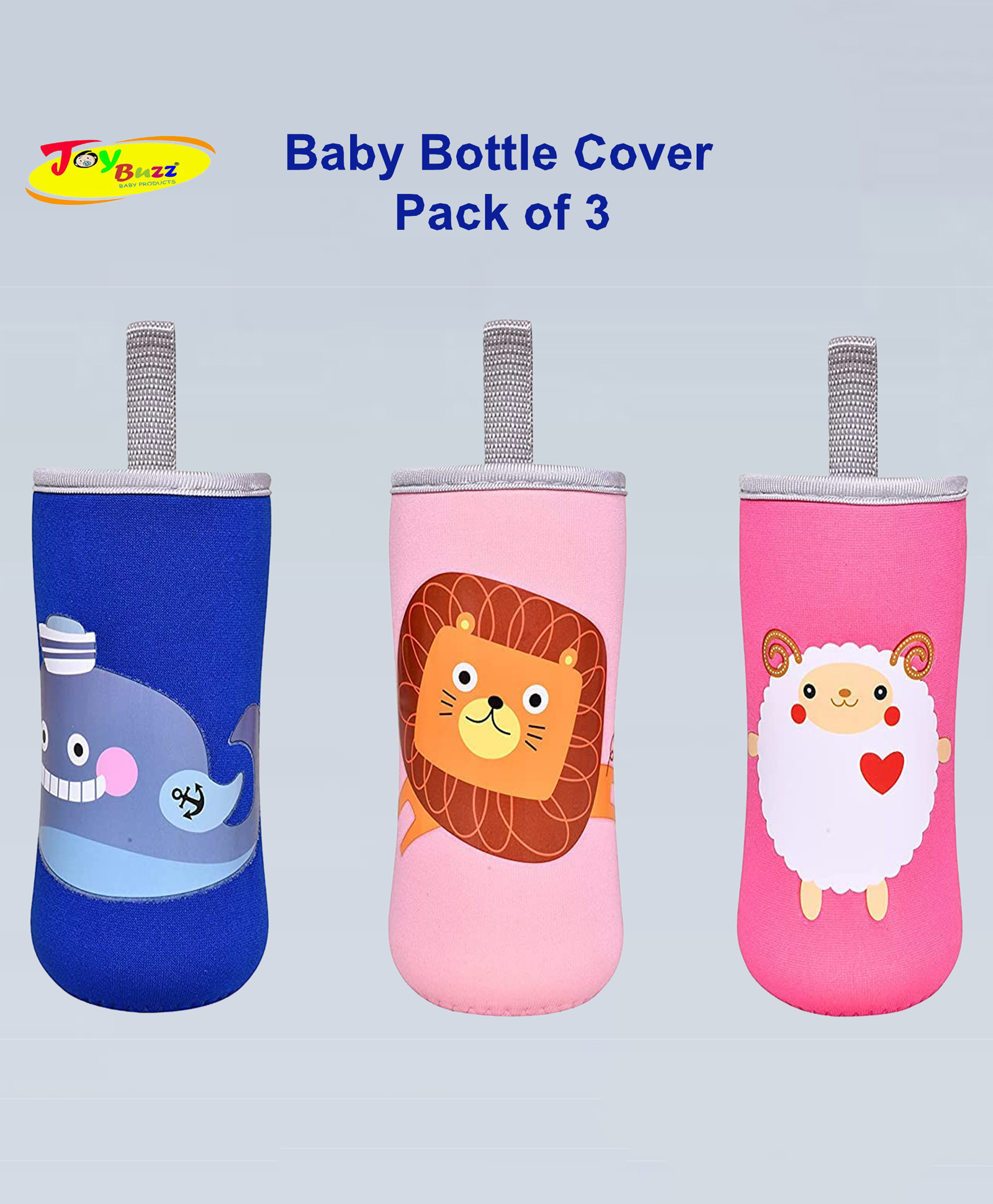 Joy Buzz Adjustable Reusable Baby Feeding Bottle Cover Sleeves Suitable For 120ml 150ml 180ml 200ml Slim Neck Feeding Milk/Water Glass Feeder Bottles-(Pack of 3)-Multicolor-picture-19