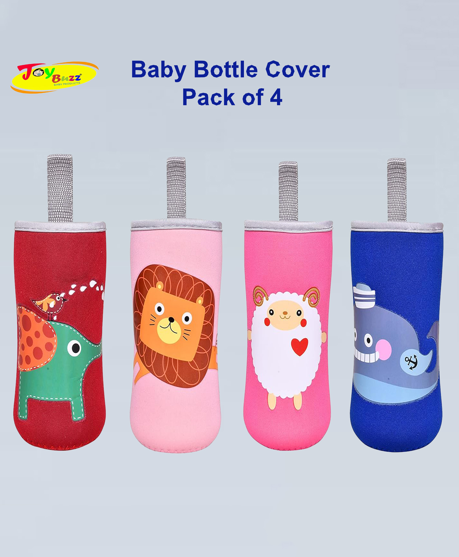 Joy Buzz Adjustable Reusable Baby Feeding Bottle Cover Sleeves Suitable For 120ml 150ml 180ml & 200ml Slim Neck Feeding Milk/Water Glass Feeder Bottles-(Pack of 4)-Multicolor-picture-21