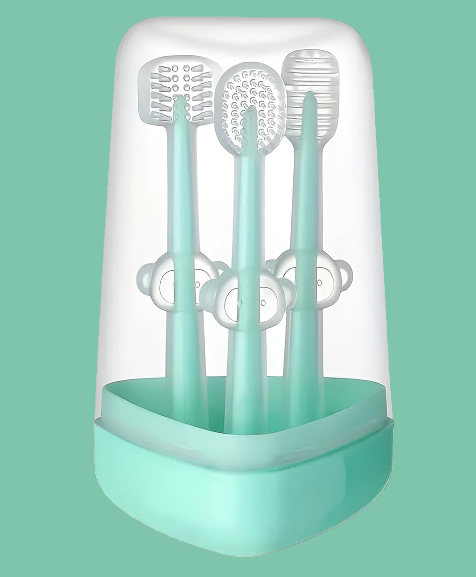 Joy Buzz Baby Toothbrush 3 in 1 Set Tongue Cleaner + U Shape Toothbrush + Toothbrush - Green-picture-13