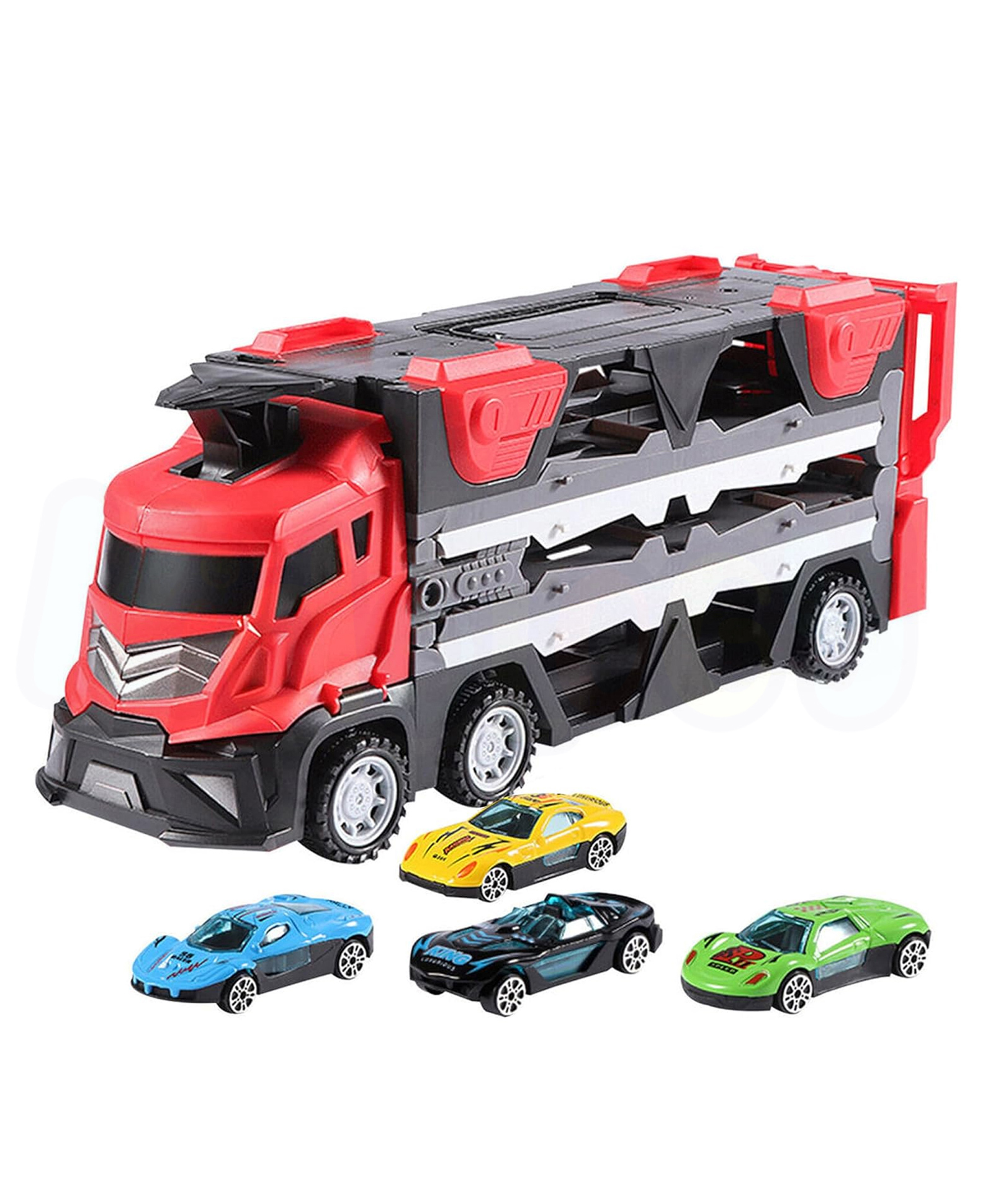 Kidology Mega Hauler Truck with Ejection Race Track Toy - Red-picture-27