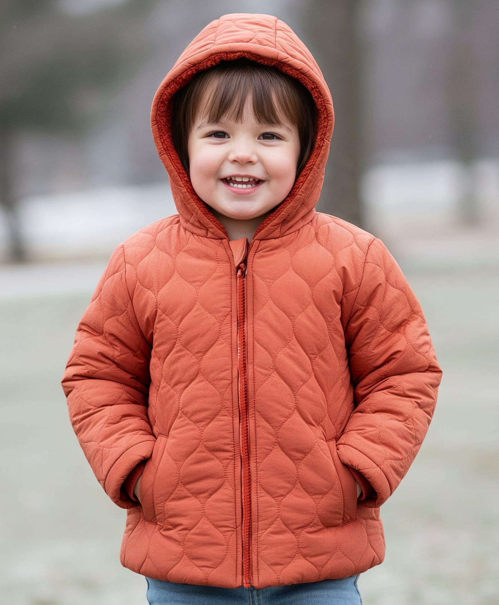 Babyhug Woven Full Sleeves Solid Hooded Quilted Jacket - Rust Orange-picture-23