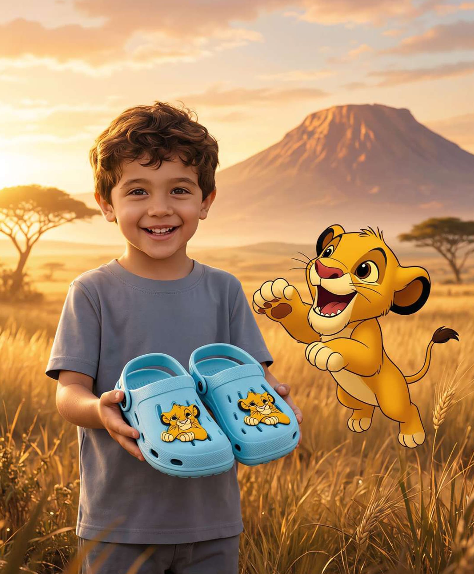 Disney by Yellow Bee The Lion King Featuring Solid Perforated Clogs With Simba Charms - Light Blue-picture-28