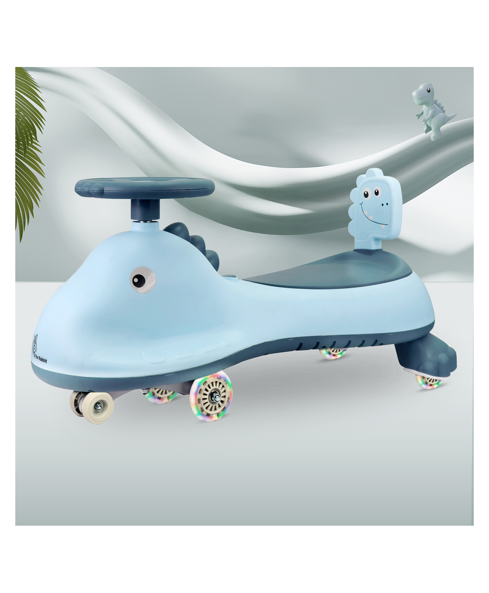 R for Rabbit Iya Iya Dino Kids Swing Car Twister Panda Car with PU LED Wheels ABEC 7 Bearing Push Ride on Magic Car - Light Blue-image-24