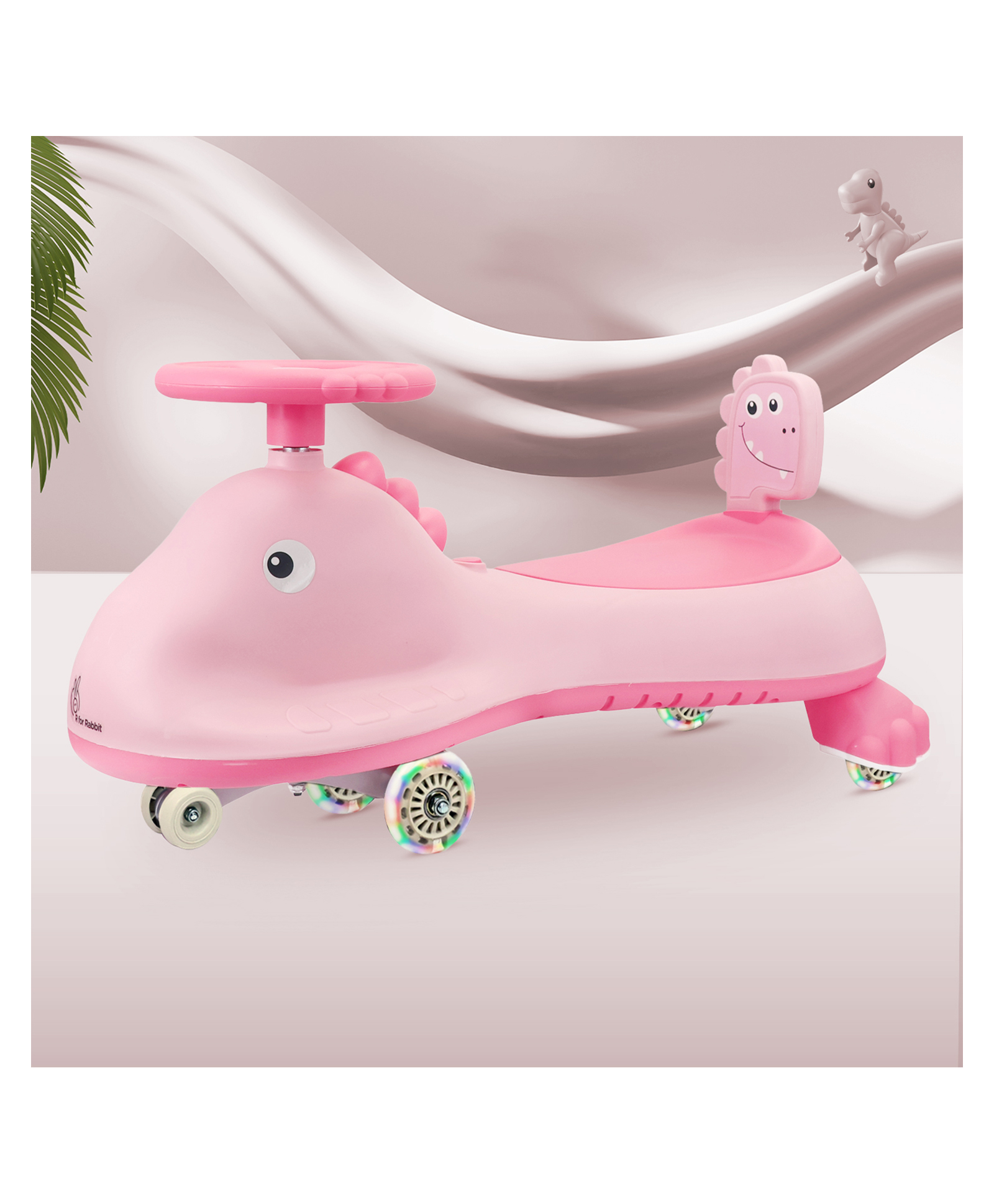 R for Rabbit Iya Iya Dino Kids Swing Car Twister Panda Car with PU LED Wheels ABEC 7 Bearing Push Ride on Magic Car - Pink-image-25