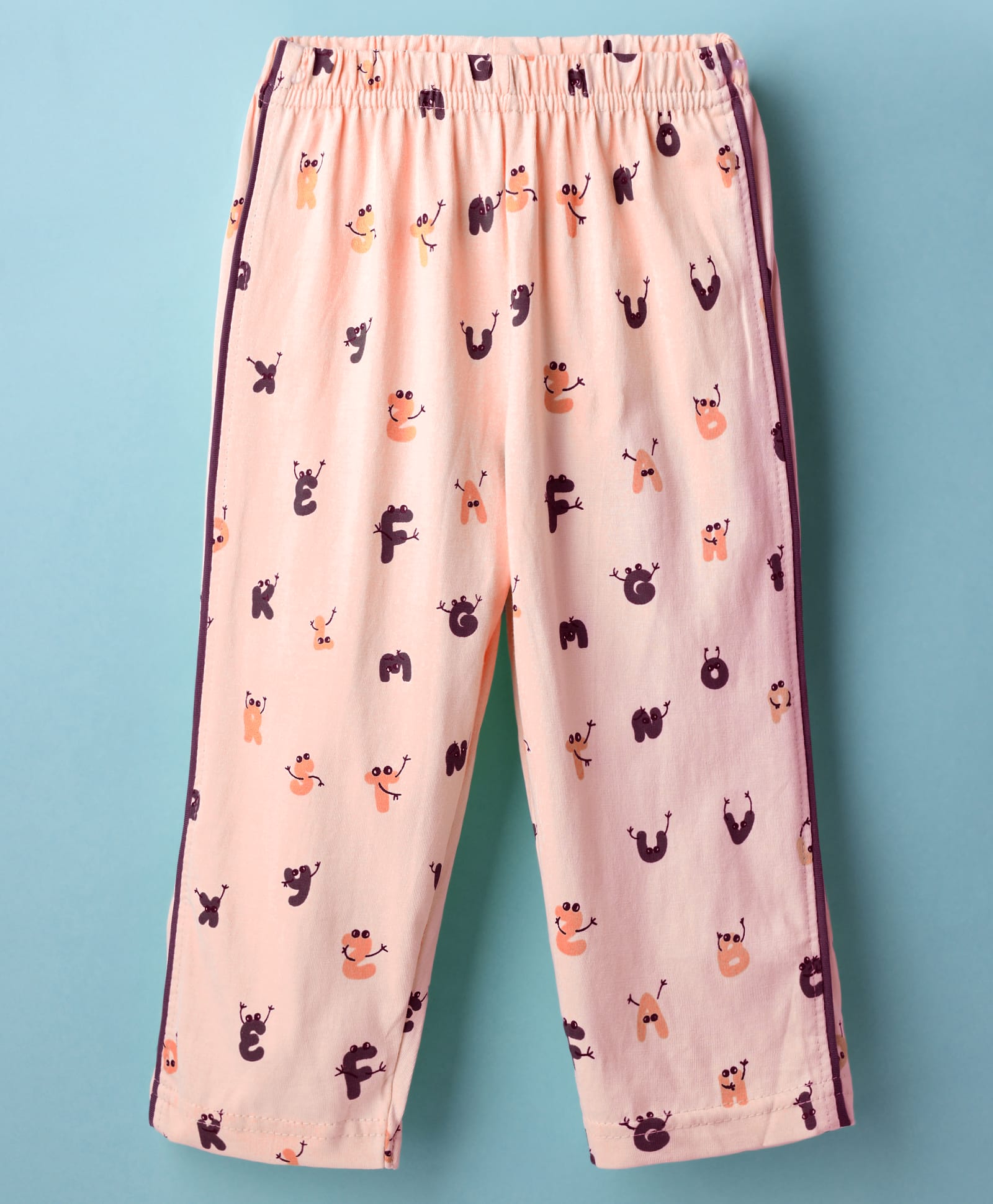 Tango Single Jersey Knit Full Length Pajama with Alphabet Print - Peach-picture-17