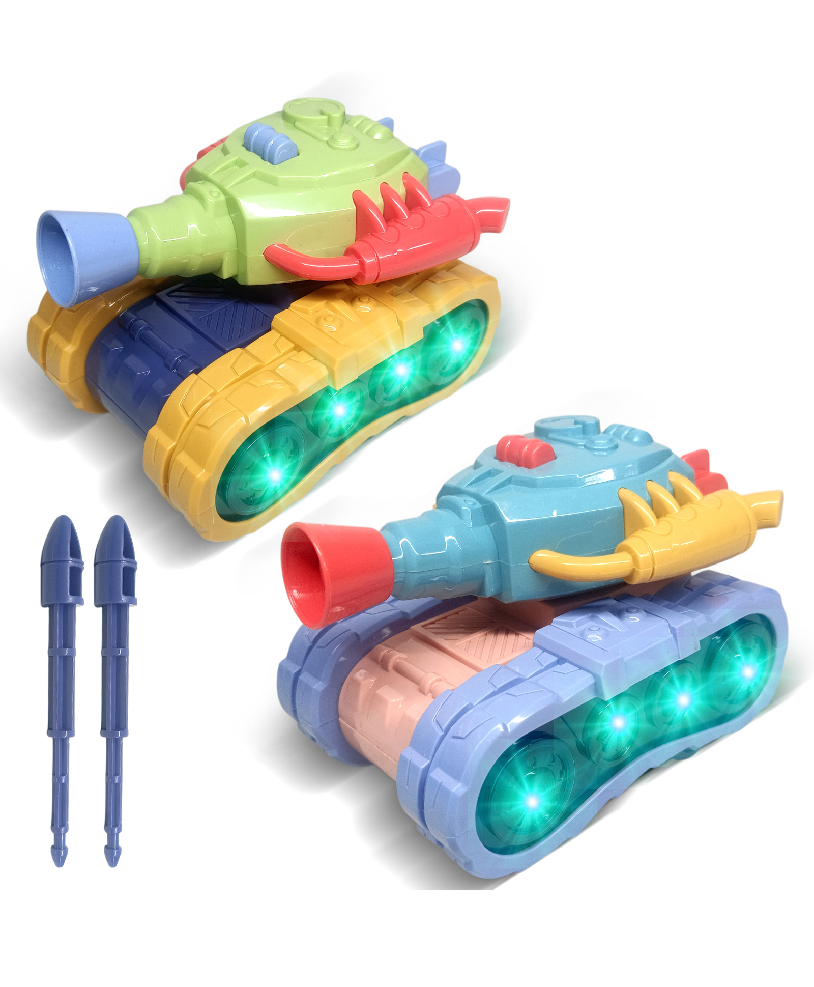 Planet of Toys Electric Tank Toy with Dynamic Music, Cool Lights, 360° Rotating Wheels, Movable Top, 2 Ejectable Bullet Points Interactive Battle Tank for Kids-picture-28