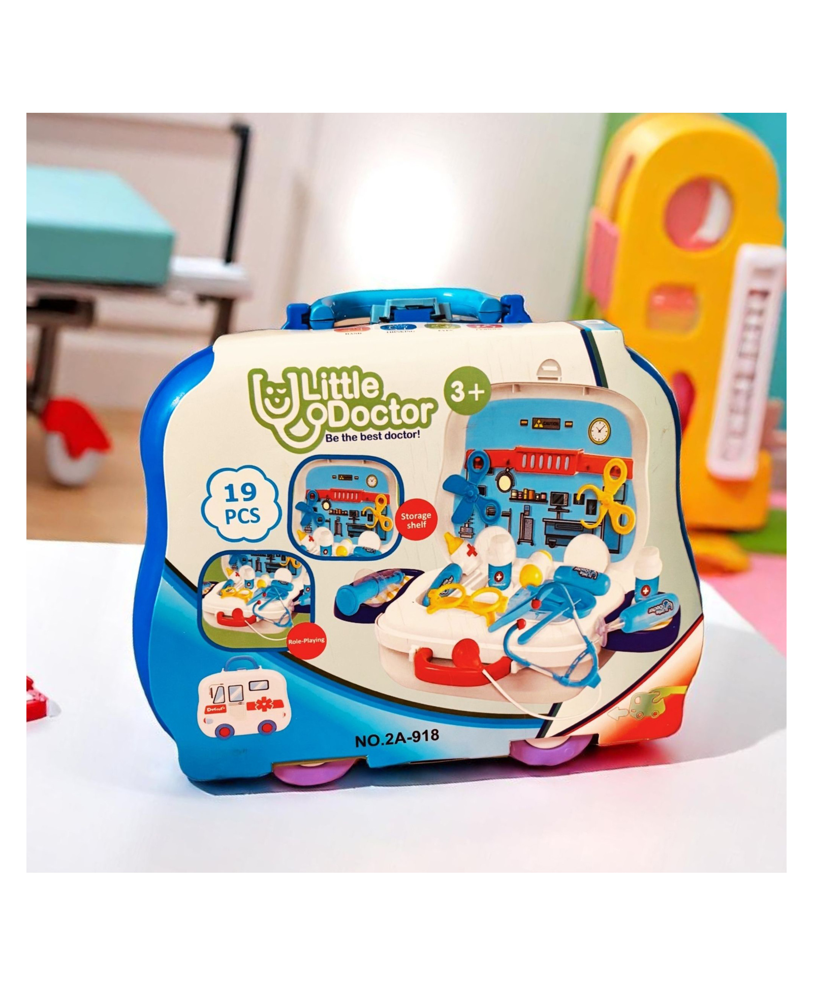 Planet of Toys Doctor Set with Portable Wheel Briefcase Pretend Play Toy Doctor Play Set for Kids with Medical Tools & Accessories for Boys & Girls Blue-picture-21