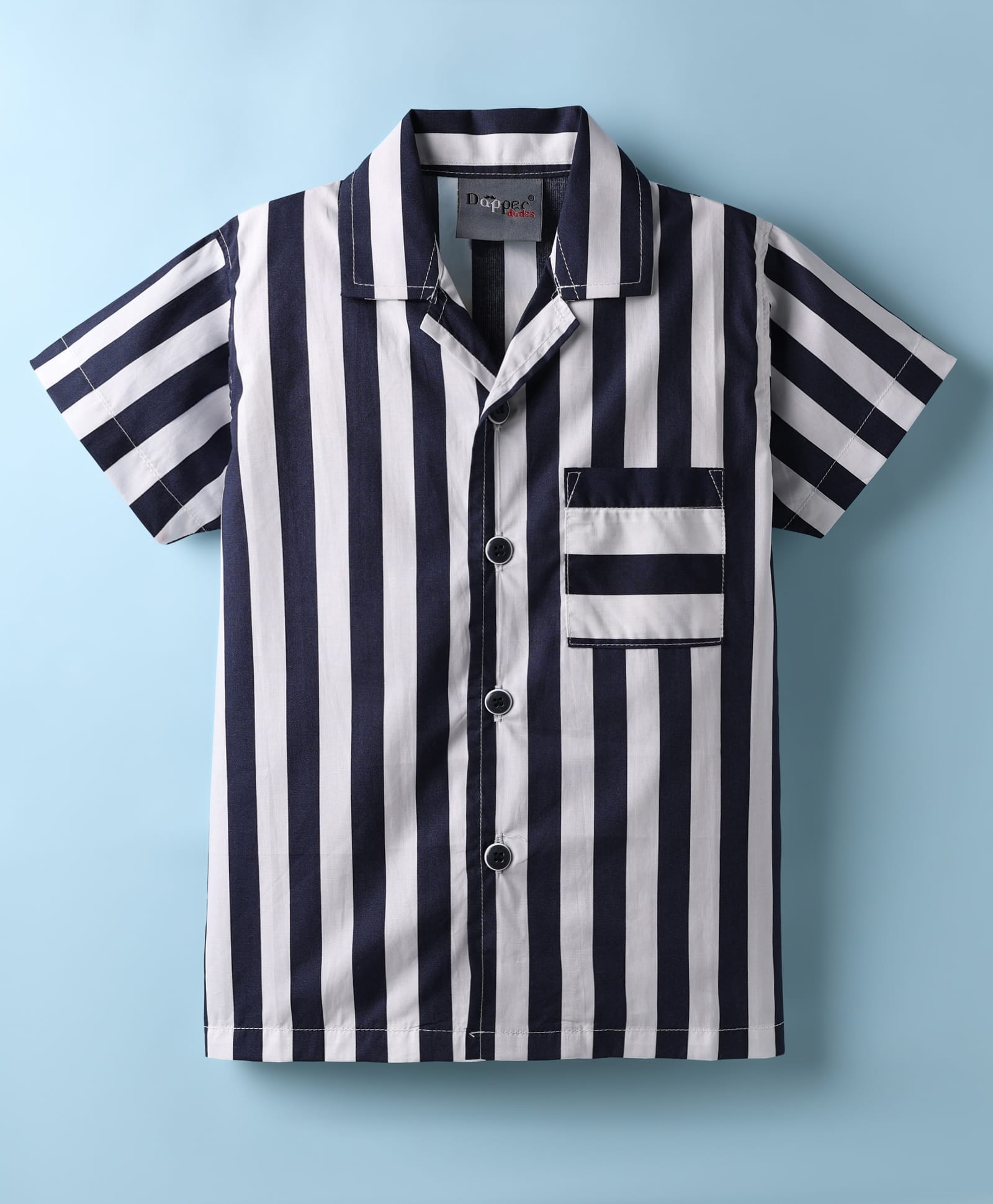 Dapper Dudes Half Sleeves Striped Shirt - Navy Blue-image-30