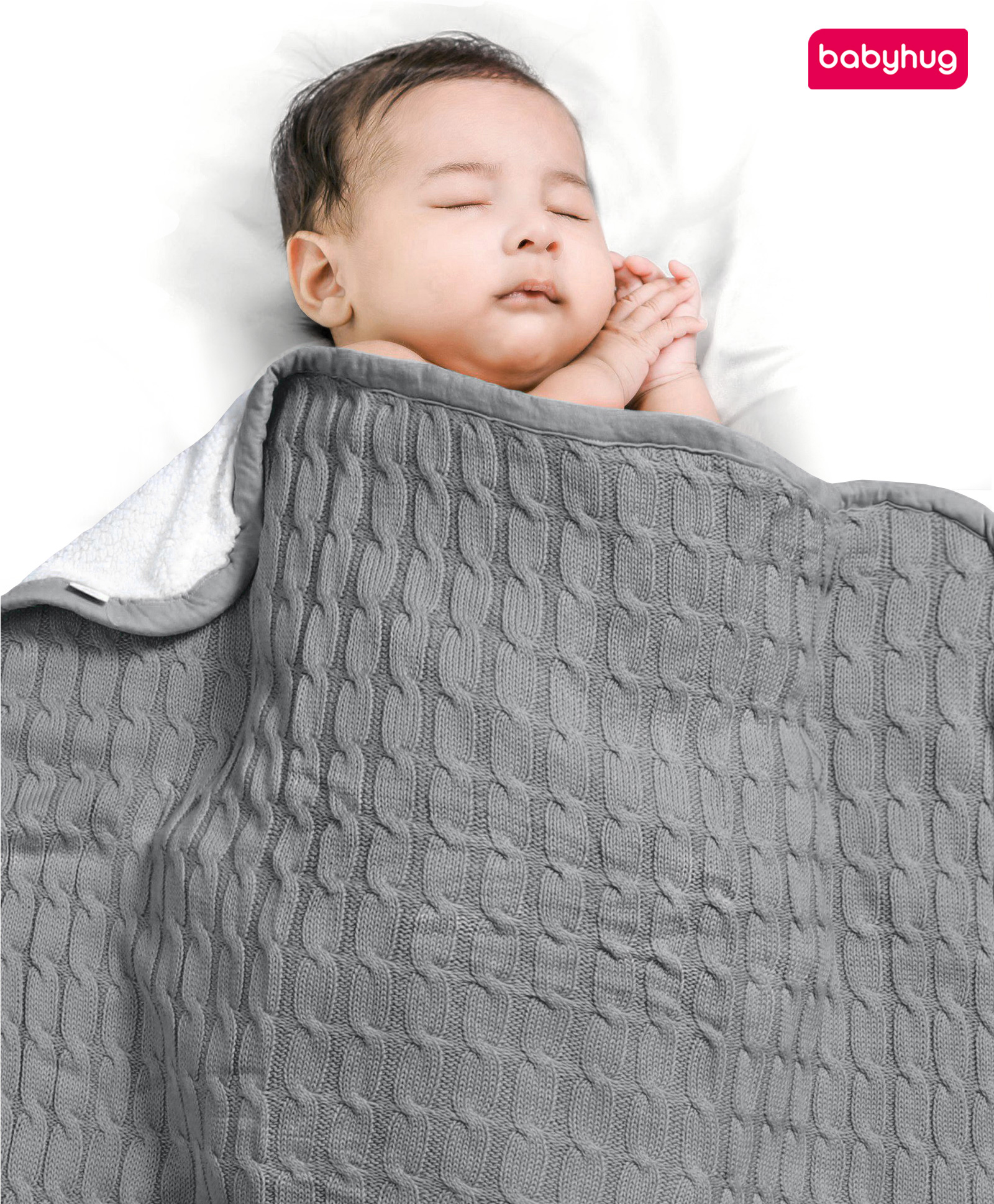 Babyhug Premium Cotton Knitted & Fur All Seasons Blanket - Grey| New Born & Toddler Blanket| Baby Skin Friendly| Super Soft Material| Easy to Washable| Breathable Fabric| Warm & Cozy| Boys and Girls-image-42