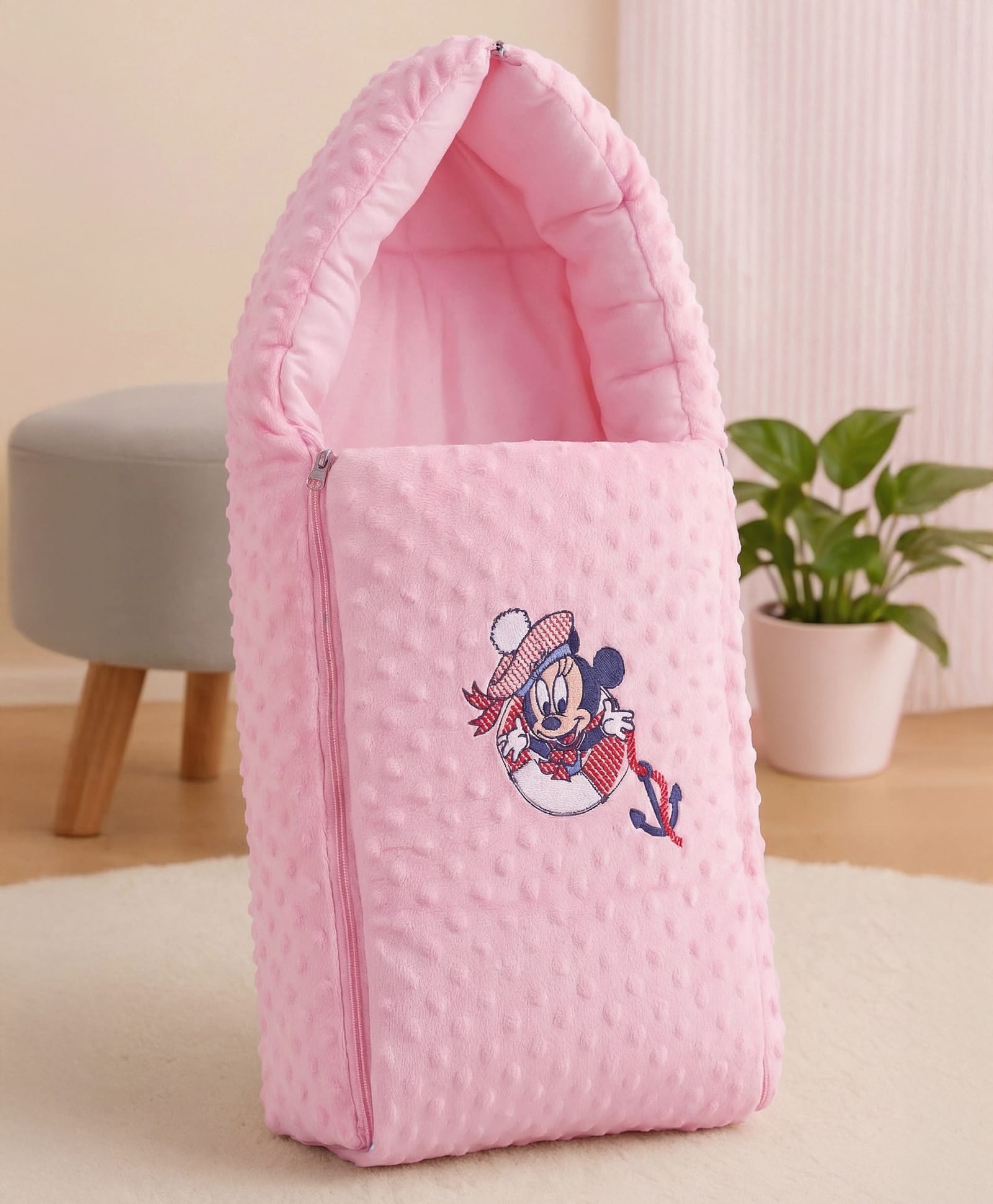 Babyhug Disney 3 in 1 Bubble Carry Nest Sleeping Bag Minnie Mouse Applique Pink| Soft & Cozy| Snug Fit| Light Weight| Easy to Carry| Travel Friendly| Easy Zipper Closure| New Born Gifting|-image-22