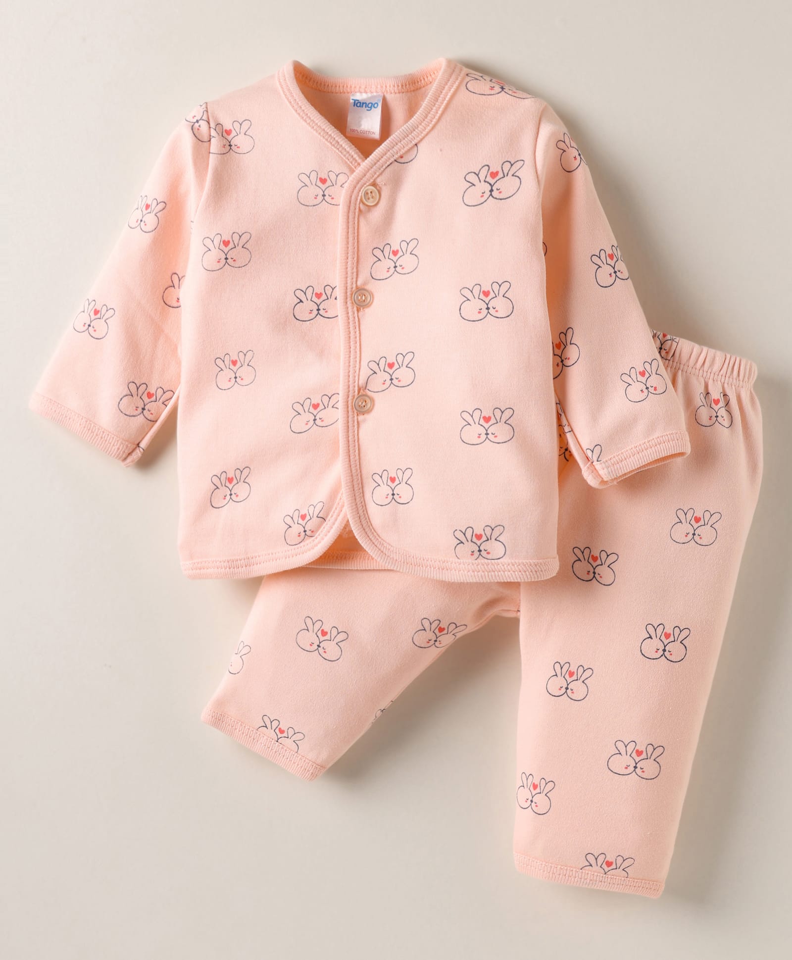 Tango Interlock Knit Full Sleeves Co-ords Night Suit With Animal Print - Pink-image-40