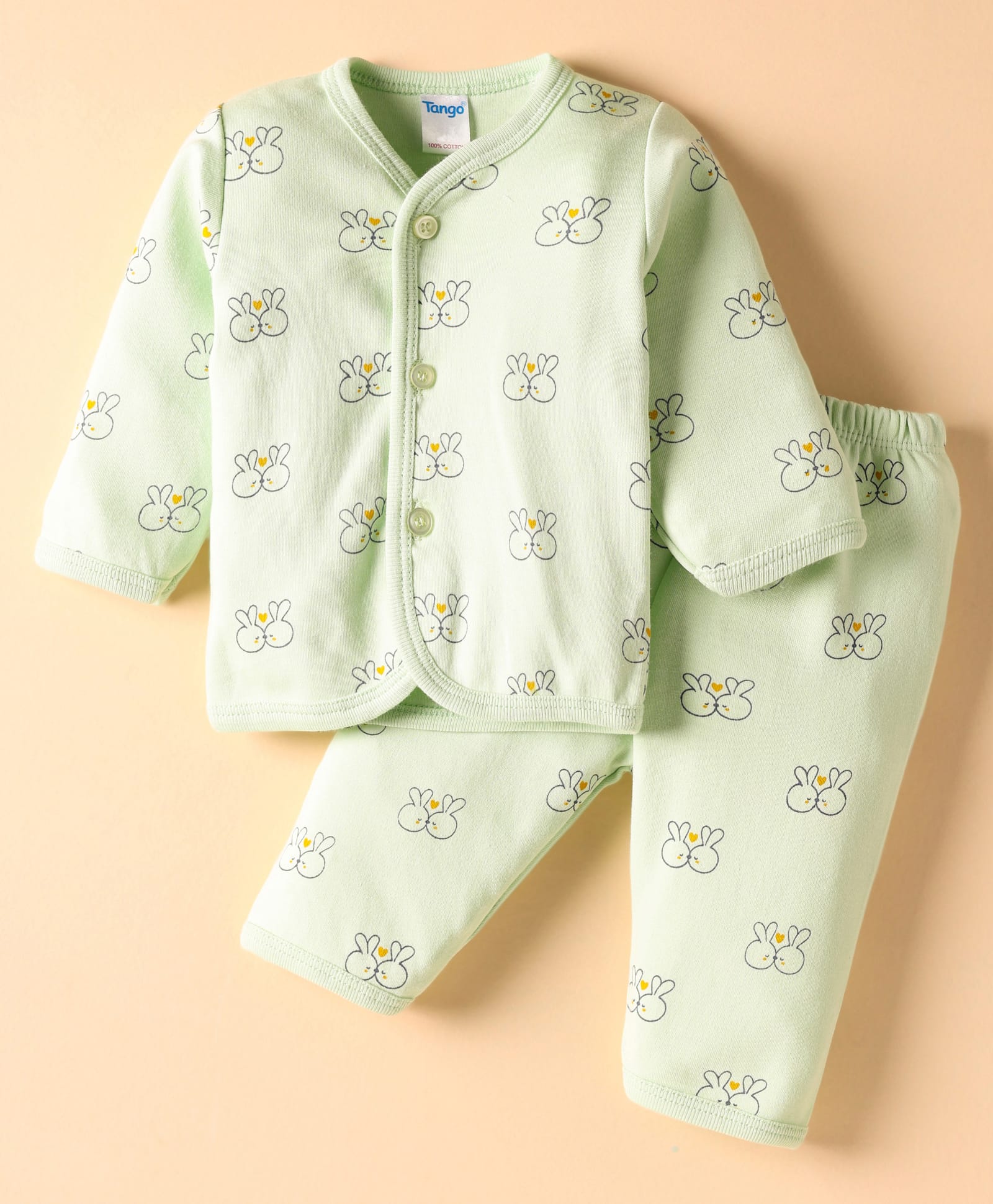 Tango Interlock Knit Full Sleeves Co-ords Night Suit With Animal Print - Light Green-image-35