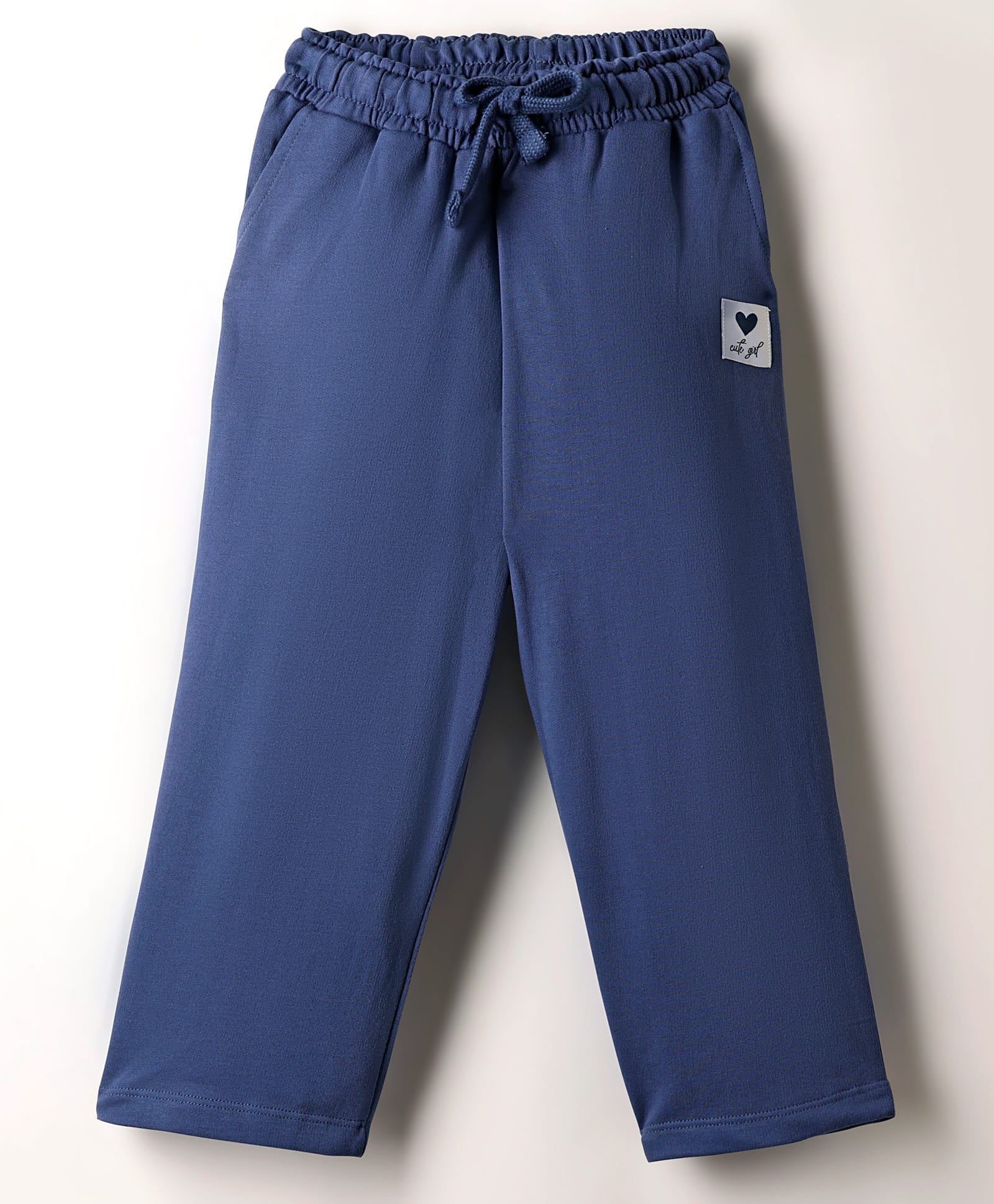Kookie Kids Terry Knit Full Length Solid Color Wide Leg Lounge Pant with Badge Detailing - Navy Blue-image-40