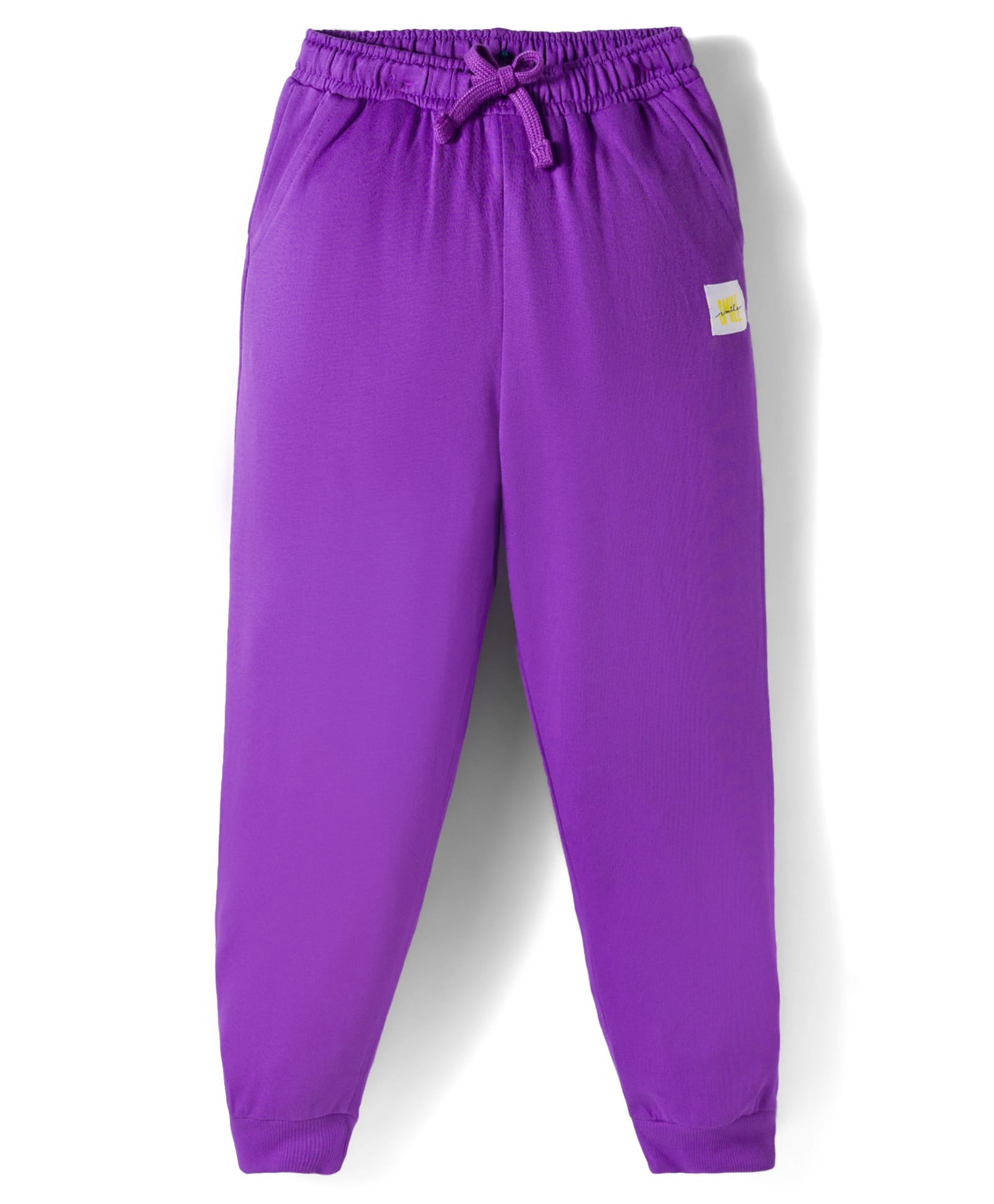 kookie kids india Kookie Kids Terry Knit Full Length Solid Lounge Pant with Small Badge Draw Cord & 2 Pockets - Purple-picture-37