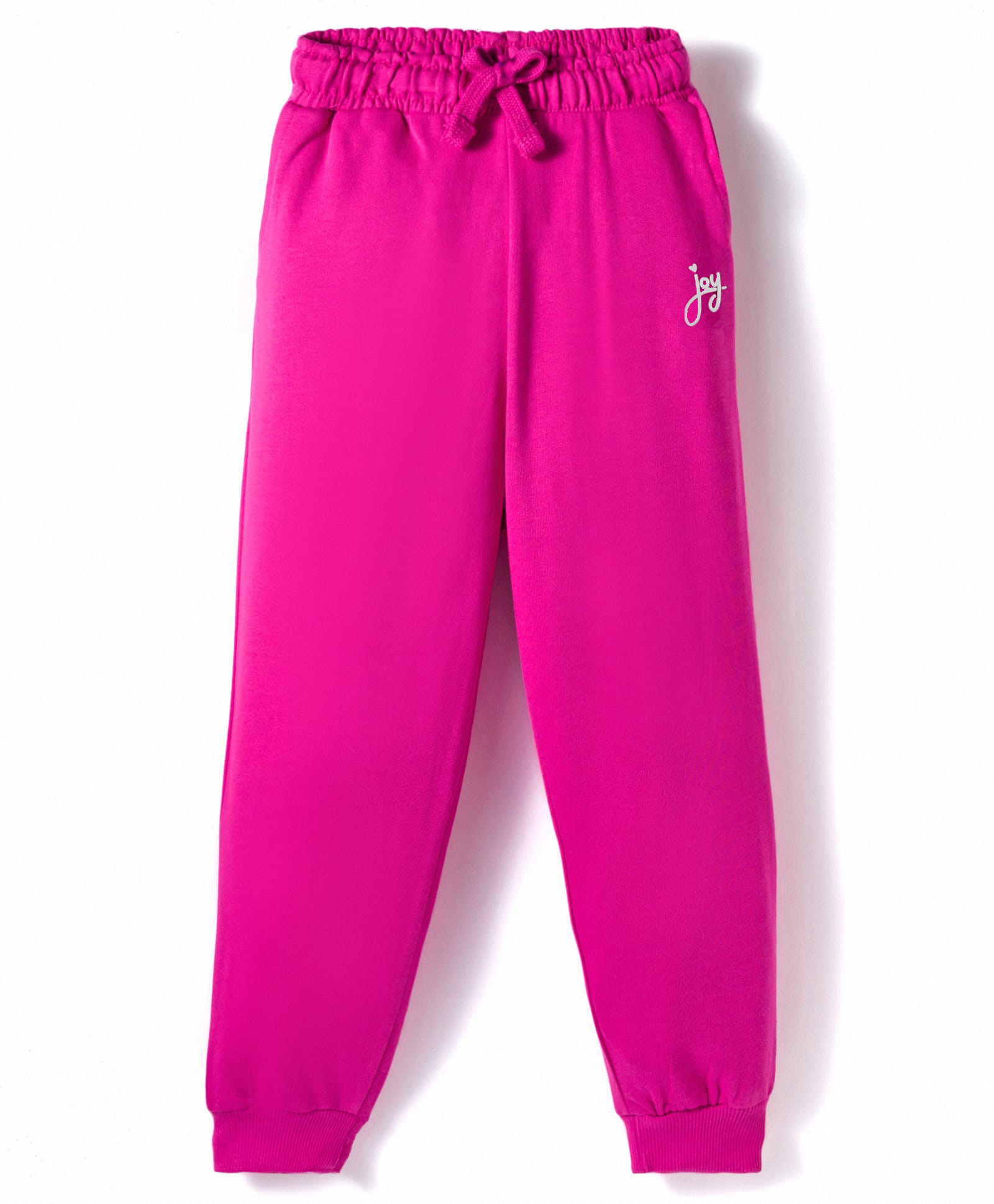 kookie kids india Kookie Kids Terry Knit Full Length Joggers With Joy Print & Pockets - Fuchsia-picture-25