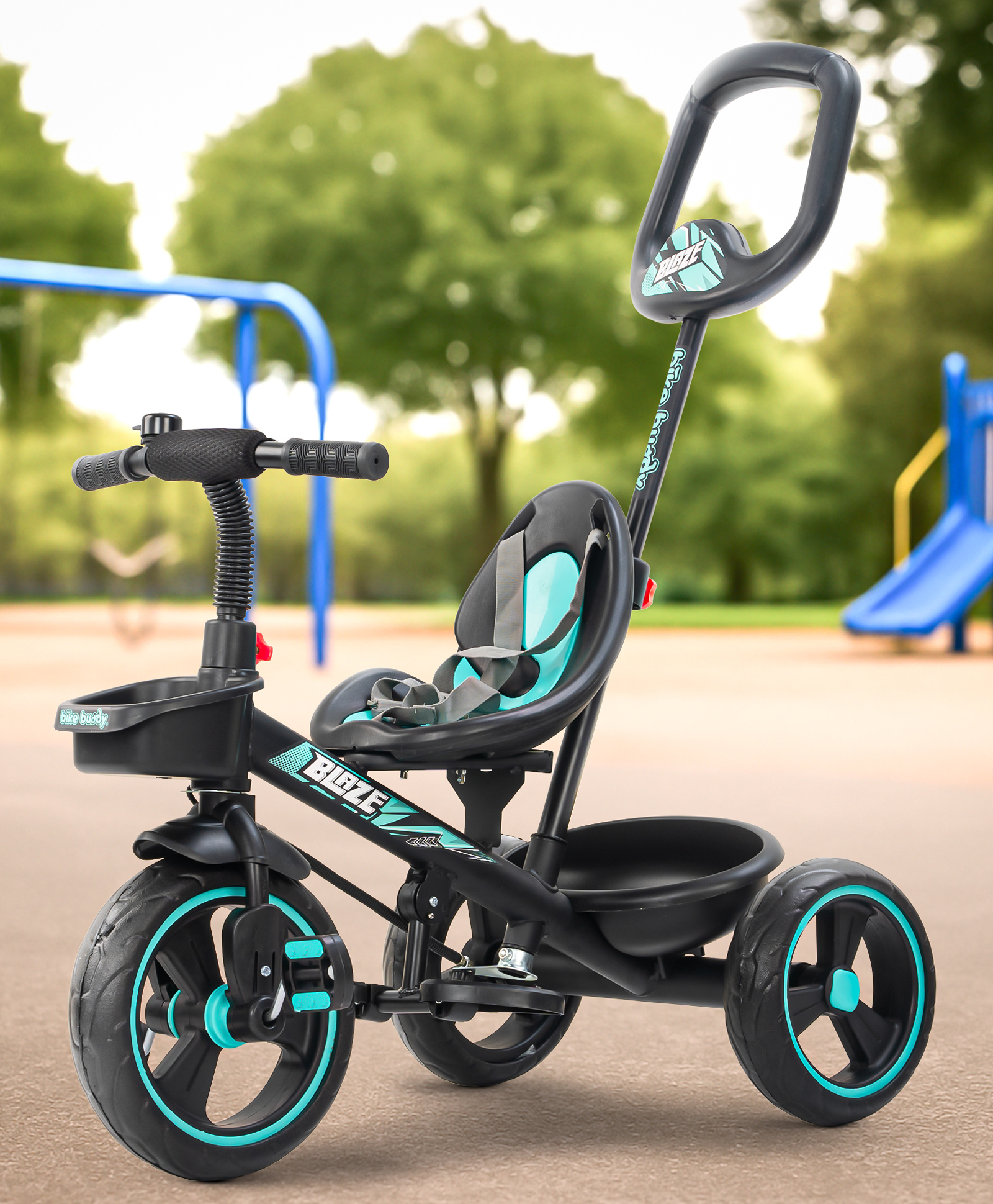 Baybee Blaze 2 in 1 Convertable Baby Tricycle for Kids | Smart Balanced Baby Trikes with Removable Parental Handle, Safety Belt, Footrest & Dual Storage | Kids Cycle for Boy Girl (Sea Green)-picture-13