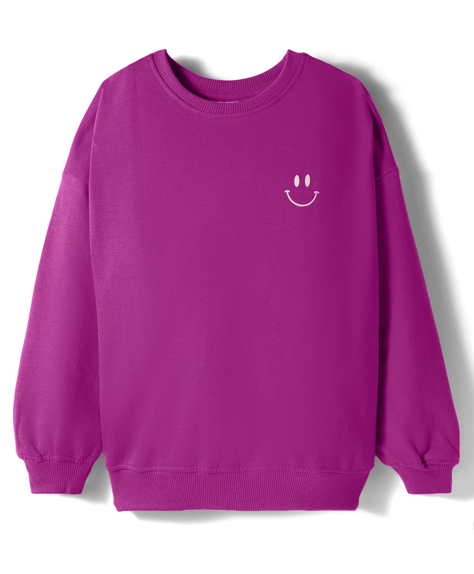 kookie kids india Kookie Kids Terry Knit Full Sleeves Sweatshirt With Smiley Print & Rib - Purple-picture-38