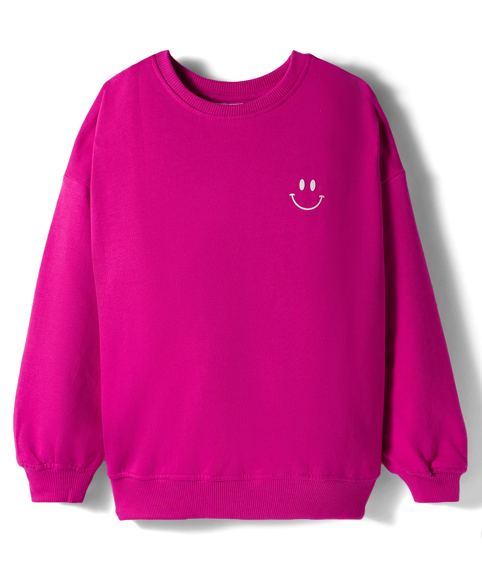 kookie kids india Kookie Kids Terry Knit Full Sleeves Sweatshirt With Smiley Print & Rib - Dark Pink-picture-31