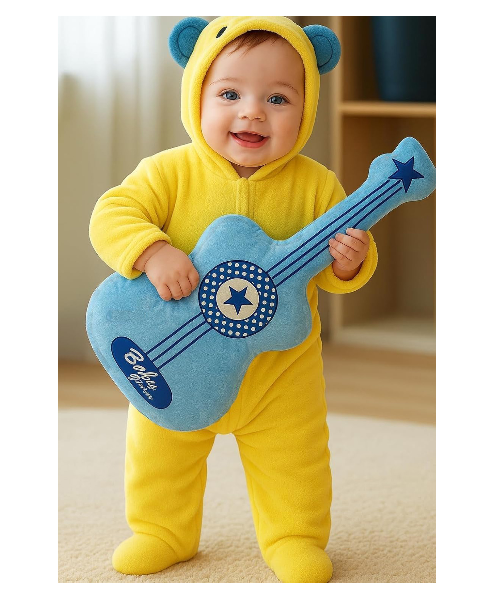 NeonateCare Soft Plush Guitar Pillow Cute Toy Pillow for Babies, Toddlers & Kids | Guitar Design - Blue-picture-9
