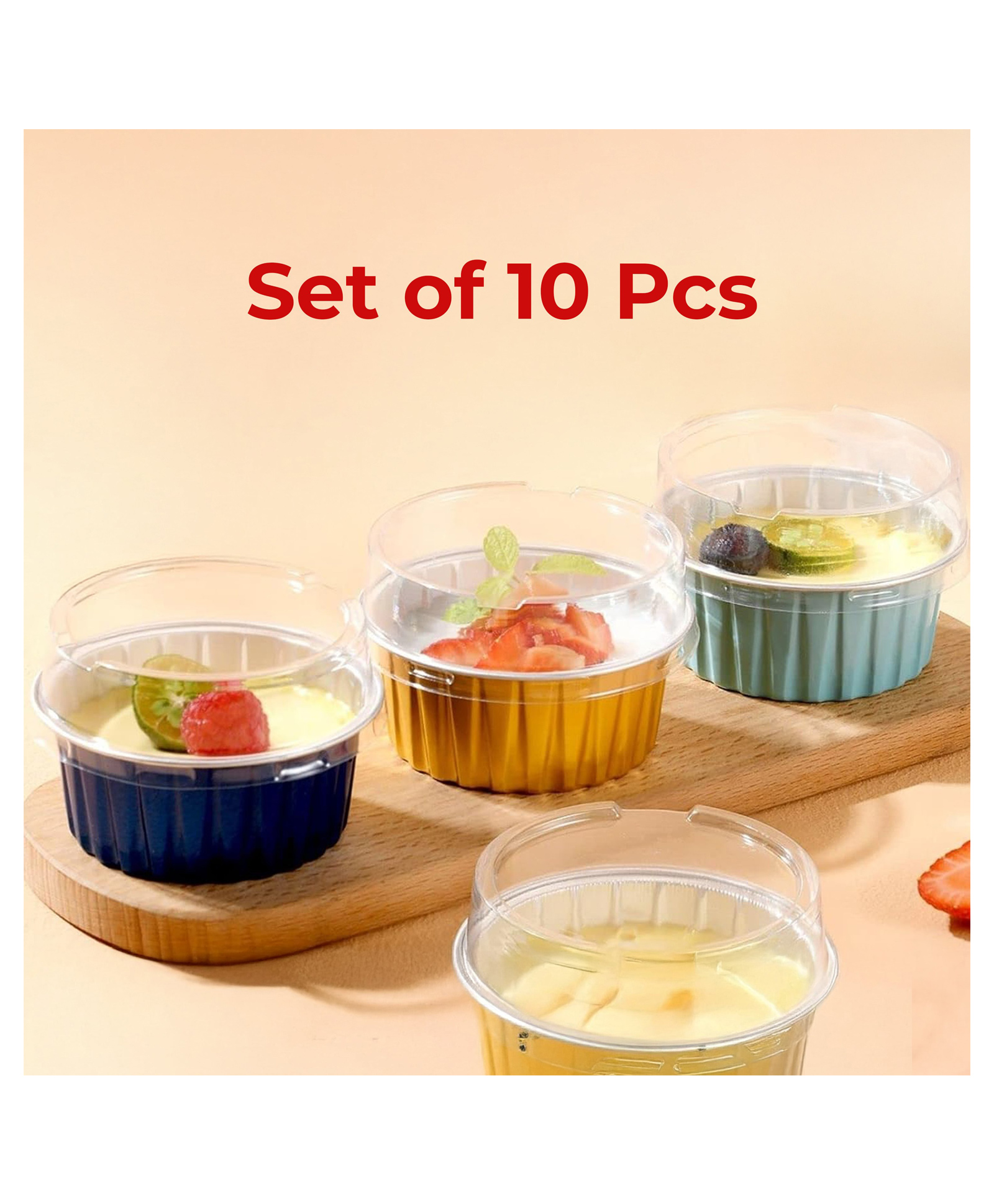 HAZEL Round Aluminium Foil Container for Cake, Muffin, Pudding, 110ml, Oven Safe Disposable Dabba-picture-2