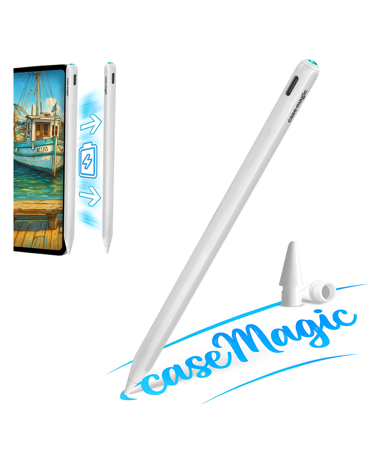 case magic Case-Magic Stylus Pen for iPad with USB-C & magnetic wireless charging, palm rejection, and tilt sensor ideal for precise writing and drawing.-picture-15