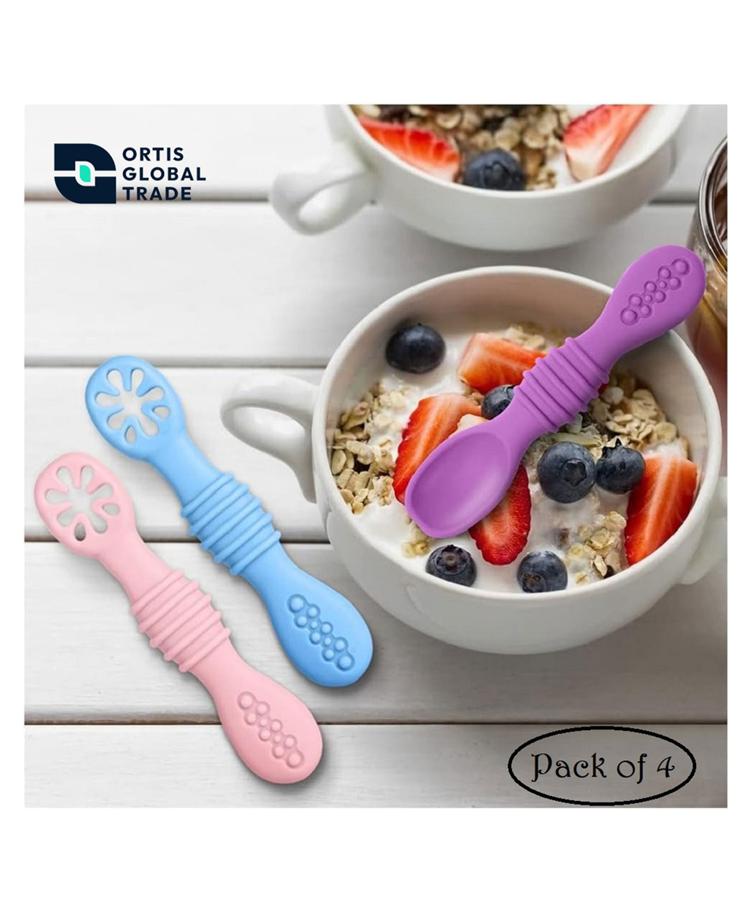 Ortis Silicone Training Spoon Set - Pack of 4 (Colour May Vary)-image-41