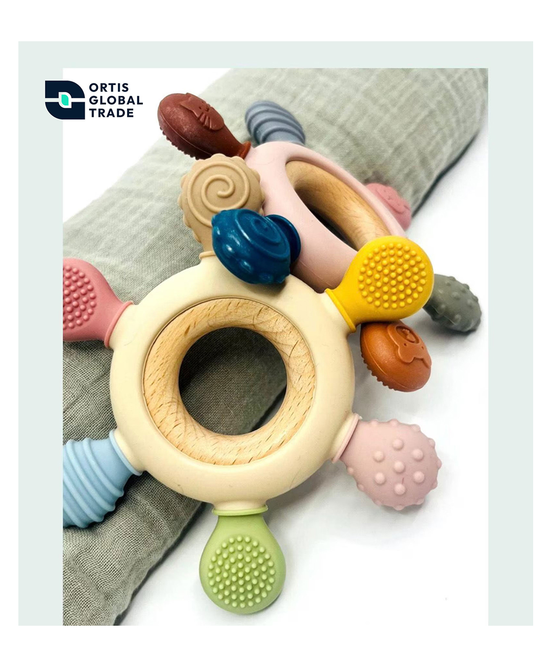 Ortis Wooden Flower Teether - Pack of 1 (Multicolor)-picture-20