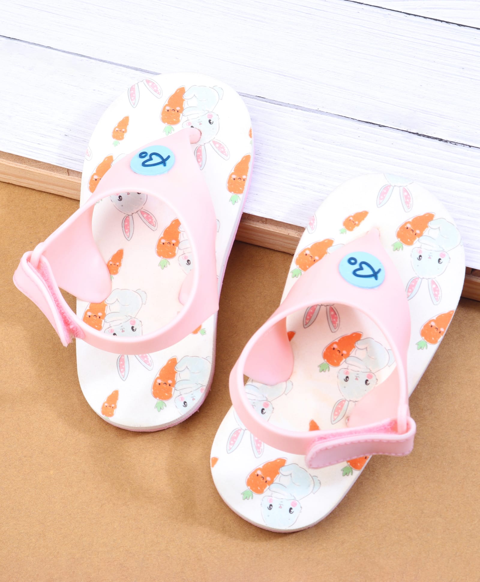 Babyoye Velcro Closure Flip Flops with Bunny Print - Light Pink-picture-27