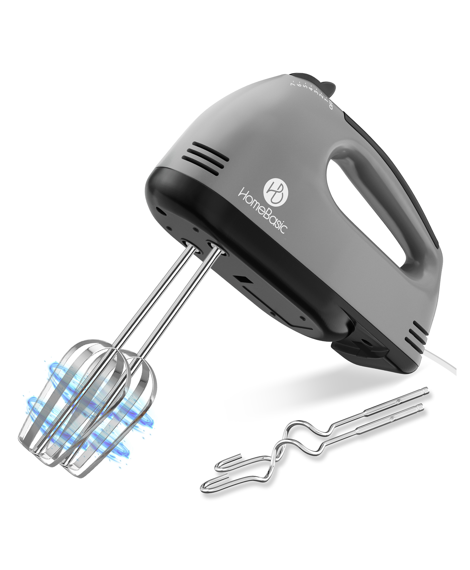 HOMEBASIC Powerful 260W electric hand mixer with 7-speed control, stainless steel beaters & dough hooks ideal for mixing, whipping, kneading, and baking.-picture-14