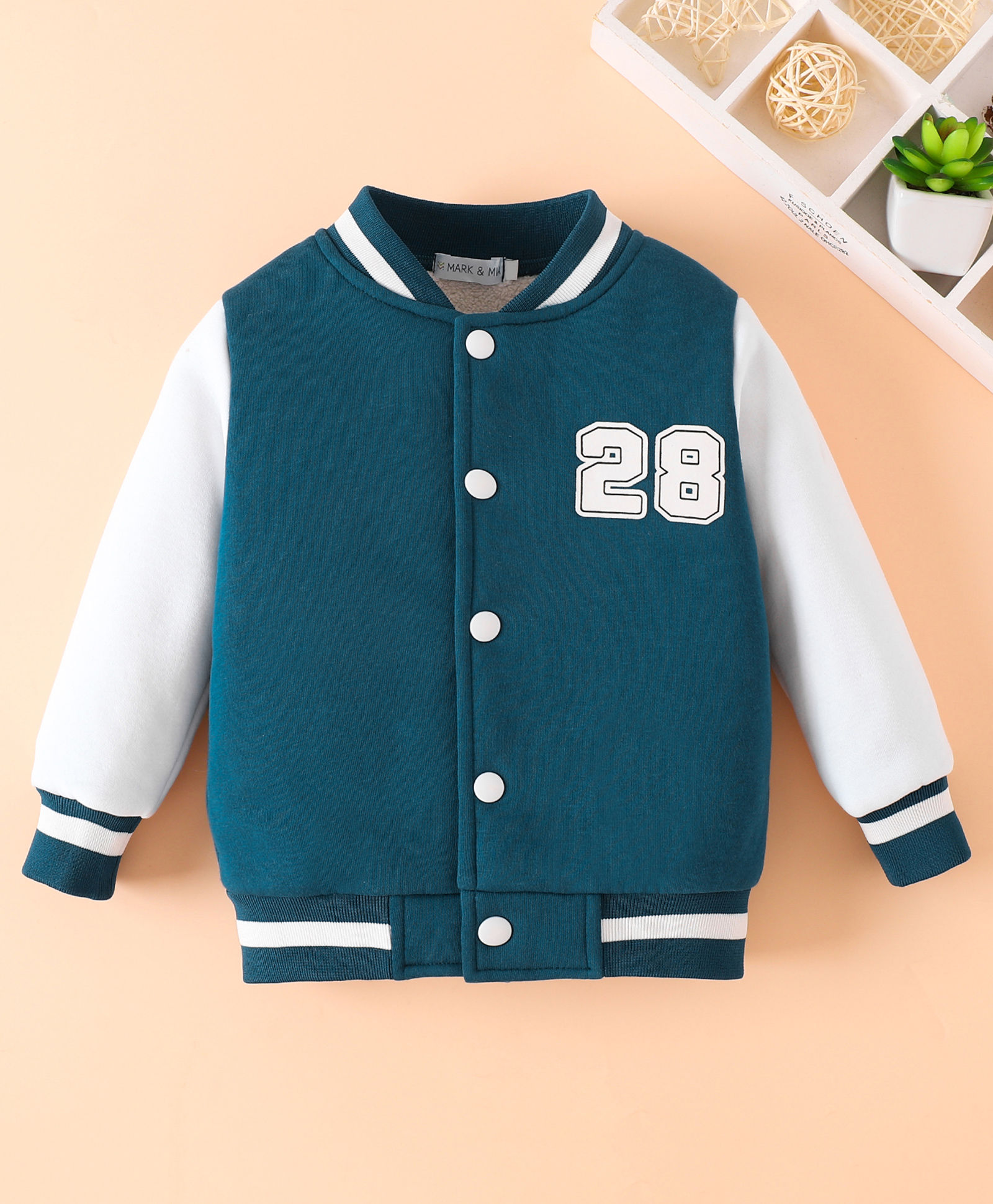 Mark & Mia Full Sleeves Bomber Jacket With Pocket Print - Blue-image-46