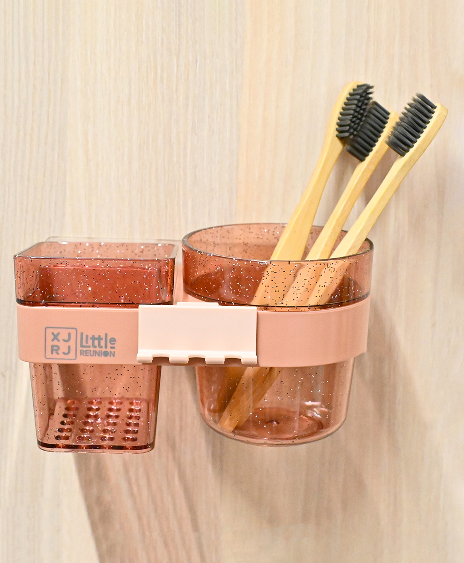 Voncasa Bathroom Holder ,Rose Red ,Plastic ,Cylindrical & Rectangular Shape-picture-31