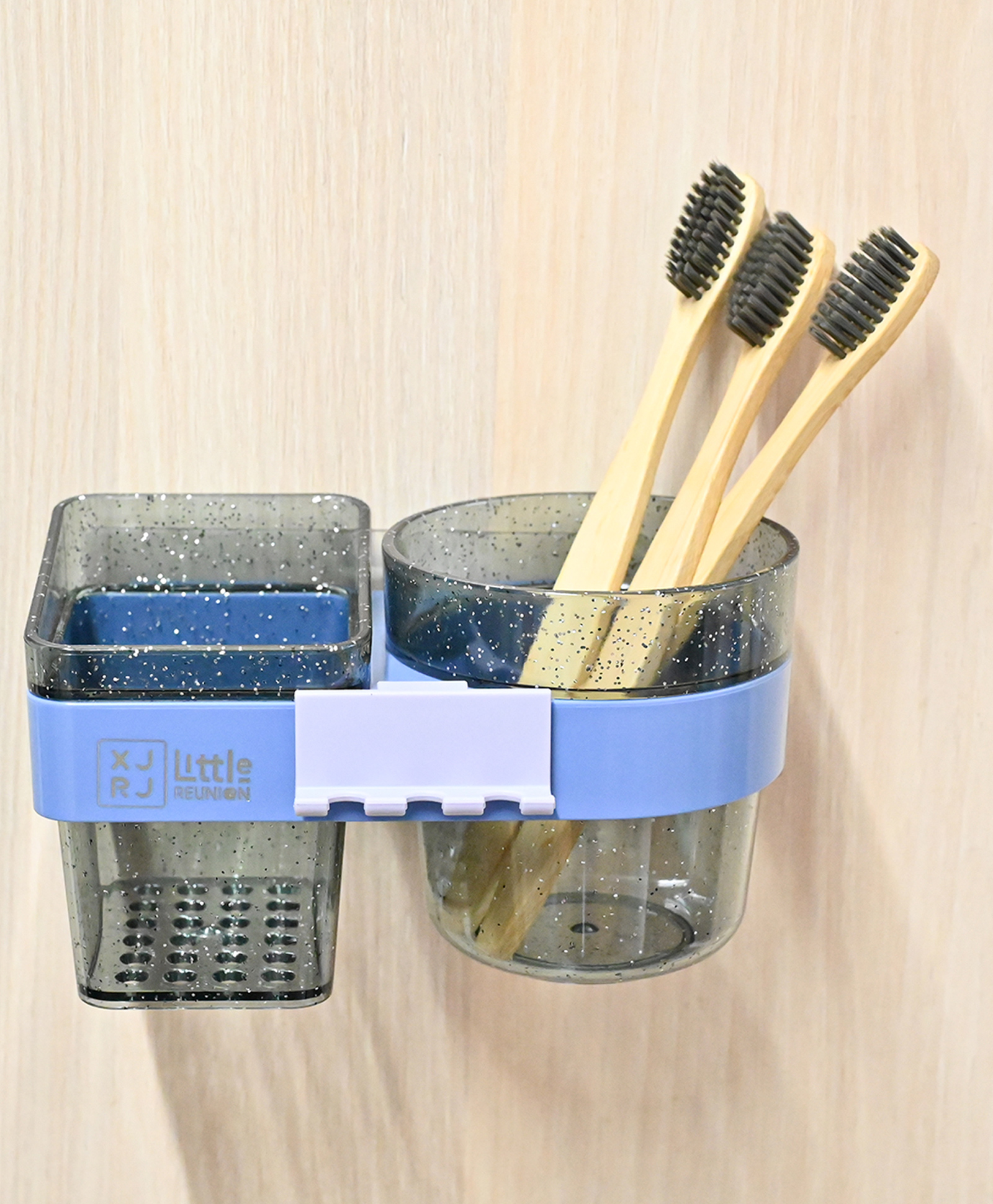 Voncasa Bathroom Holder ,Blue ,Plastic ,Cylindrical & Rectangular Shape-image-2