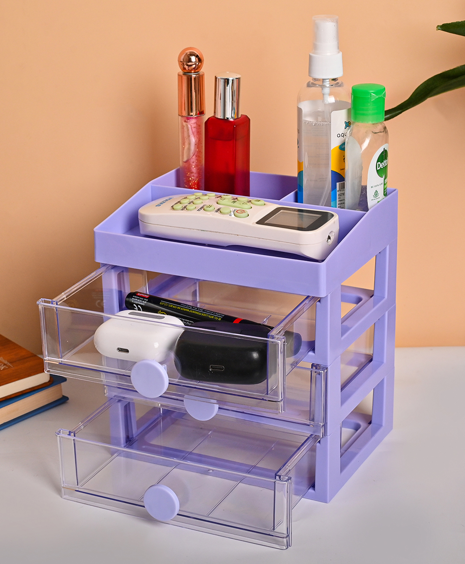 Voncasa 3-Layer Drawer Organizer ,Purple ,Plastic ,Rectangular Shape-image-41