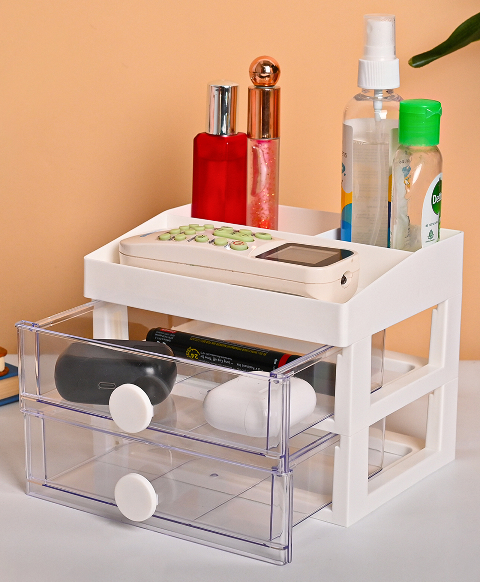 Voncasa 2-Layer Drawer Organizer ,White ,Plastic ,Rectangular ,Compact Design-picture-29