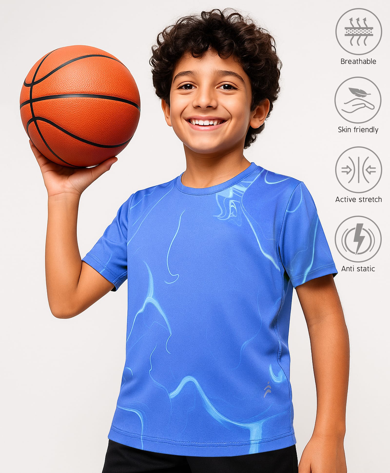 Pine Active Knit Half Sleeves T-Shirt with Abstract Print - Blue-picture-22