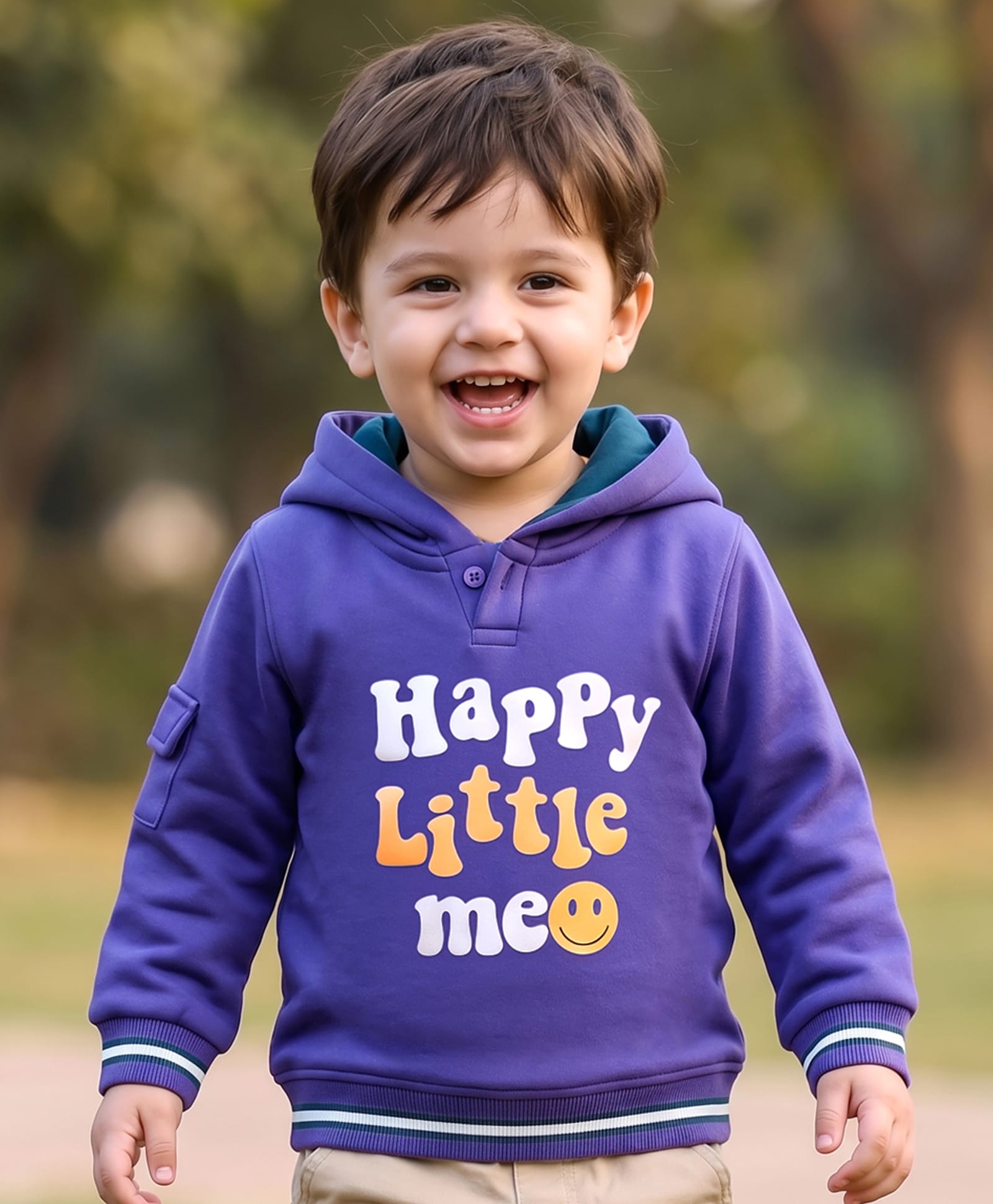 Babyhug Fleece Knit Full Sleeves Hooded Sweashirt With Text Print - Purple-picture-17