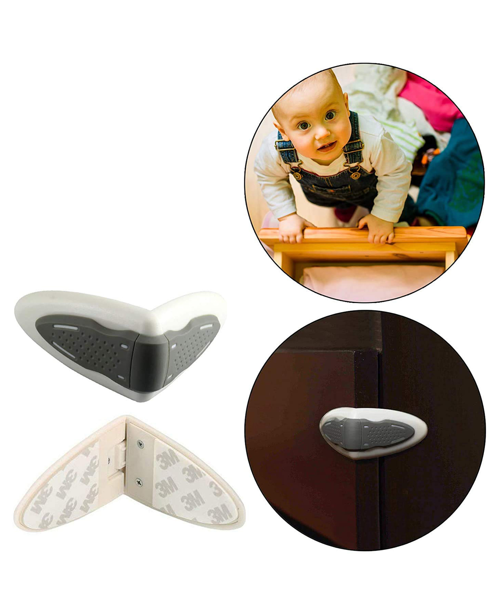 Safe-O-Kid Baby Safety Drawer & Cabinet Lock Strong Adhesive Grey (Pack of 2)-picture-25